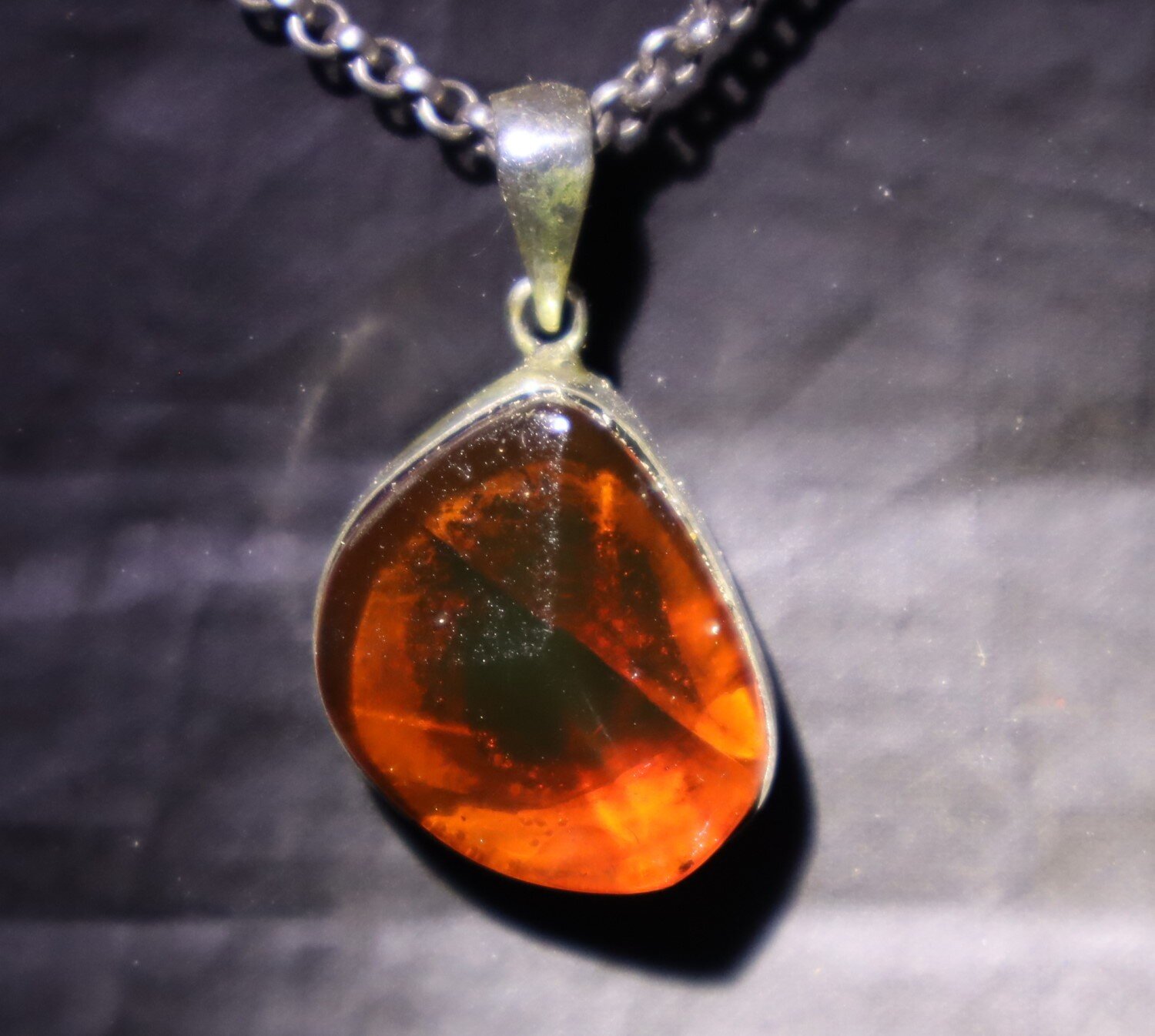 Beautiful Natural Clear Yellow Orange Amber .925 Sterling Silver Pendant 33mm – photo 8