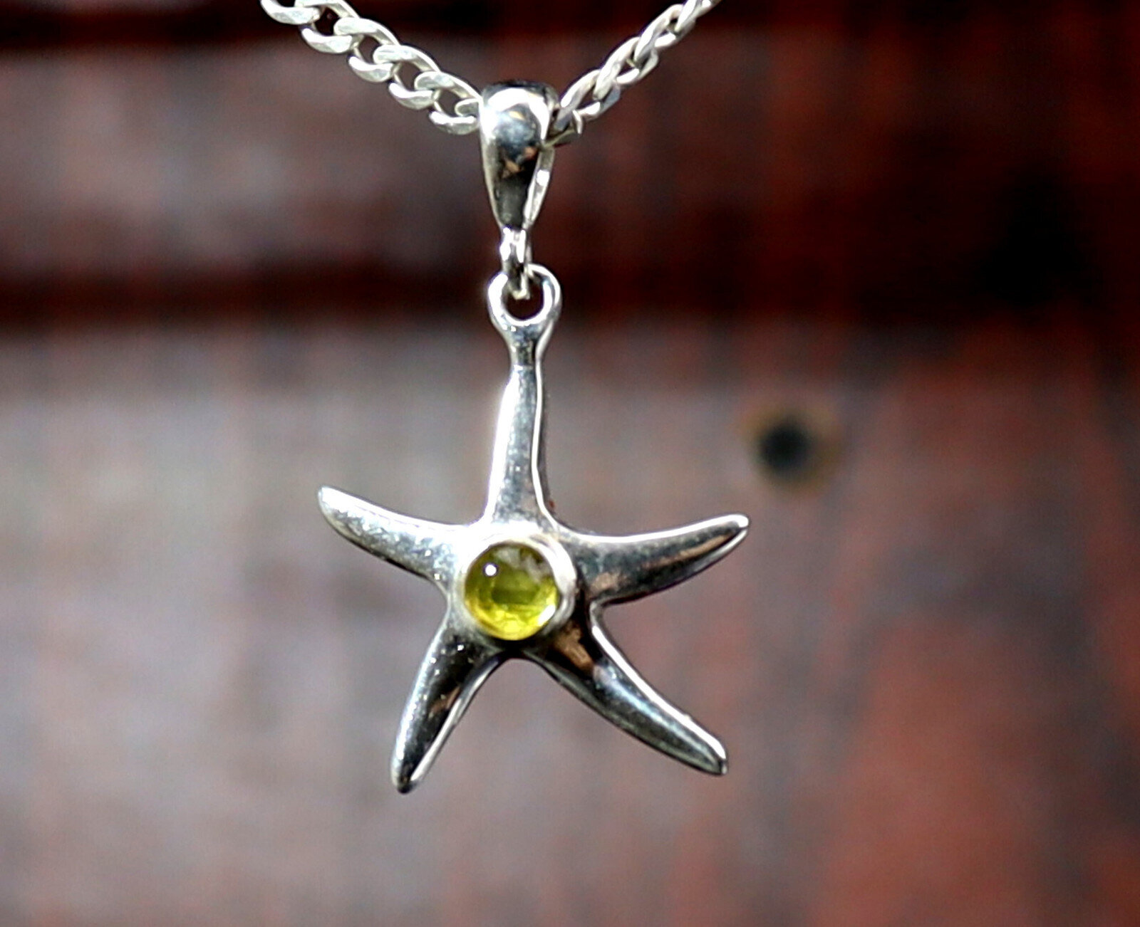 Lovely Natural Clear Yellow Green Amber .925 Sterling Silver Sea Star Pendant 38 – photo 6