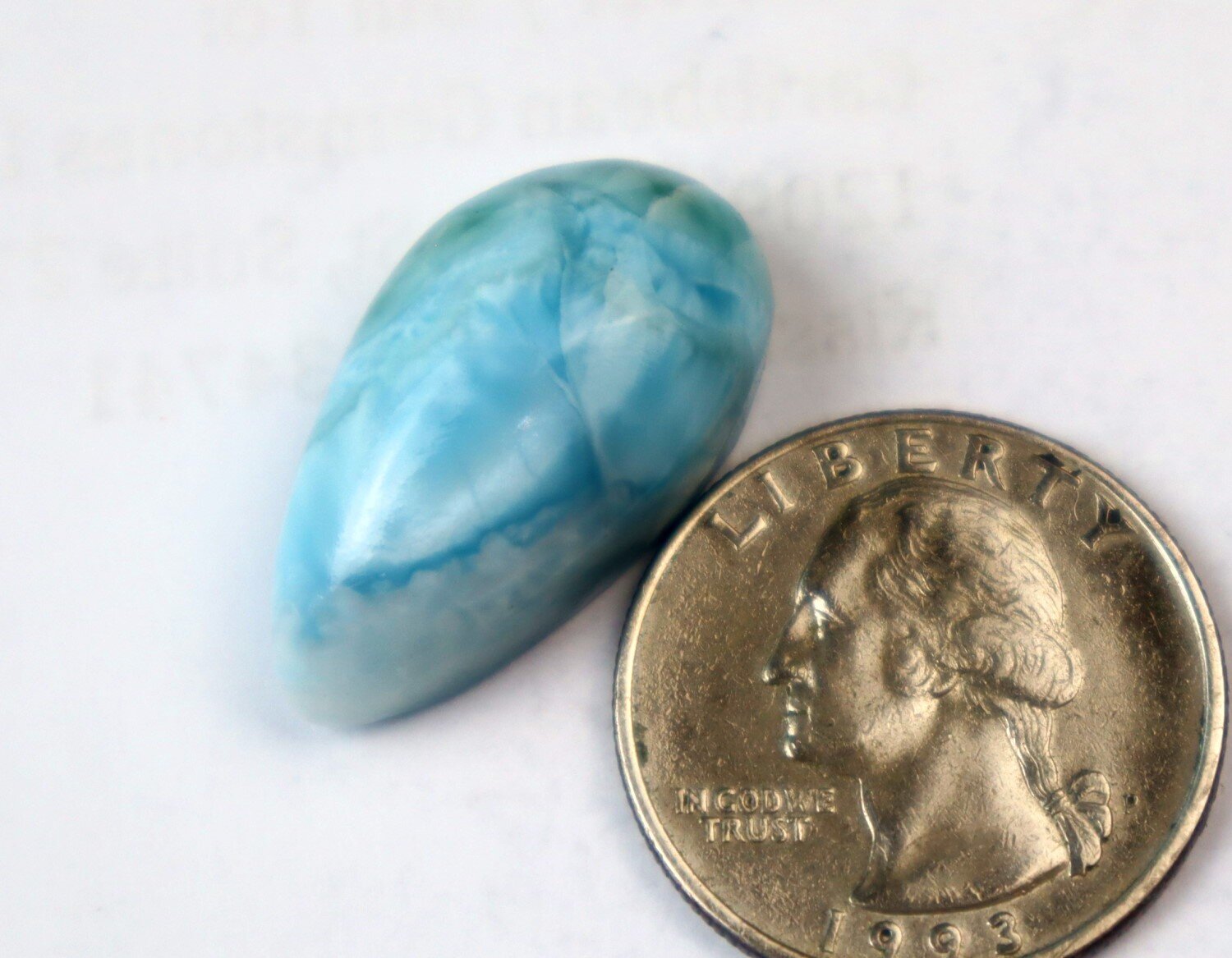 Exquisite Natural Sky Blue Larimar Teardrop Cabochon 26mm – photo 5