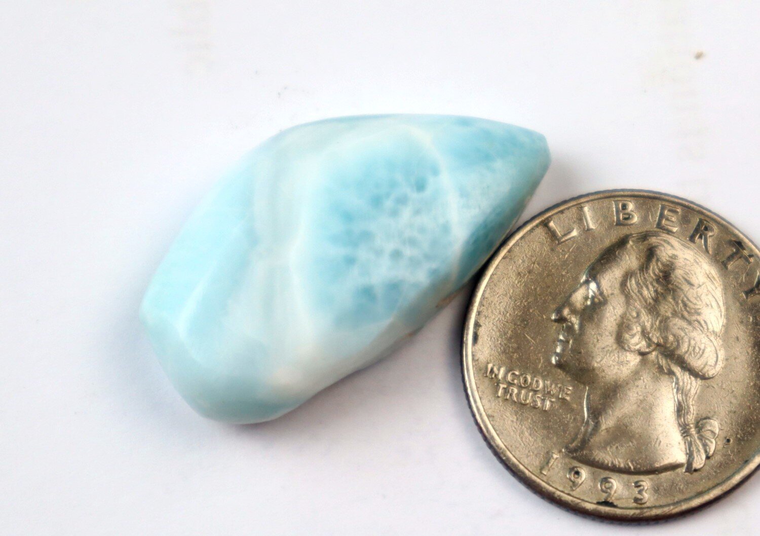 Excellent Natural Light Blue Larimar Shield Shape Cabochon 32mm – photo 3