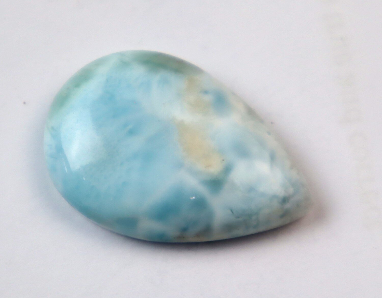 Unusual Pattern Natural Light Blue Larimar Teardrop Cabochon 31mm – photo 3