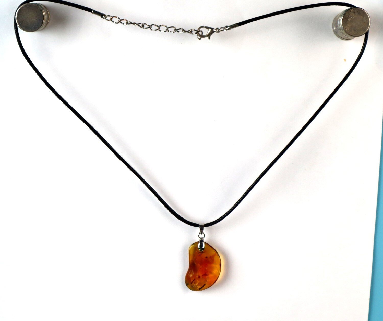 Charming Design Natural Clear Orange Amber Fossil inclusion Necklace adjustable – photo 3