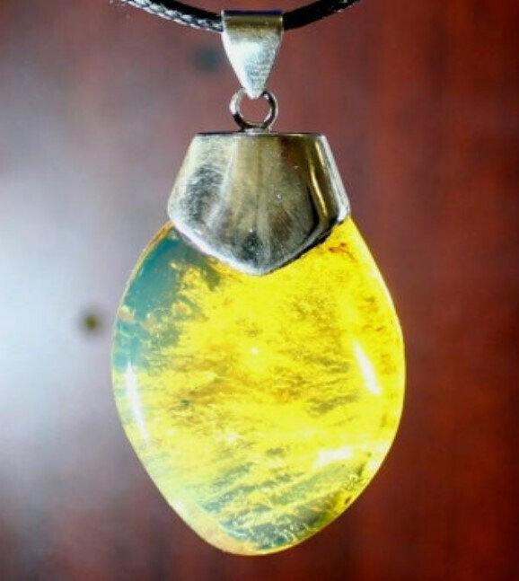 Handcrafted Biggest 2.2inch Blue Amber .925 Sterling Silver Pendant 57mm 13gram – photo 5