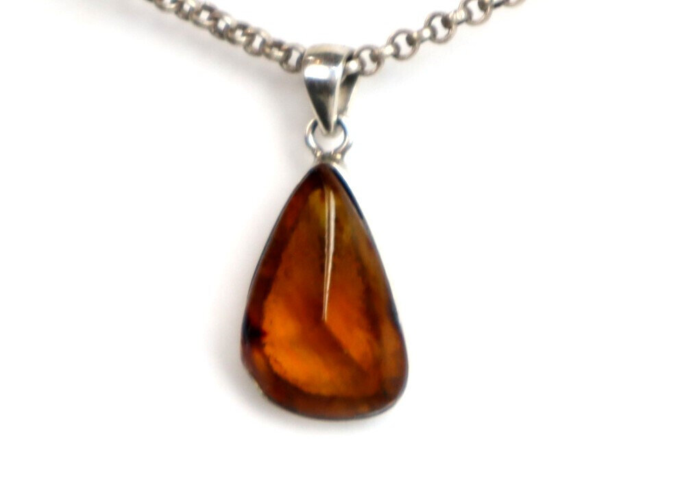 Beautiful Natural Clear Yellow Amber .925 Sterling Silver Pendant 30mm – photo 4