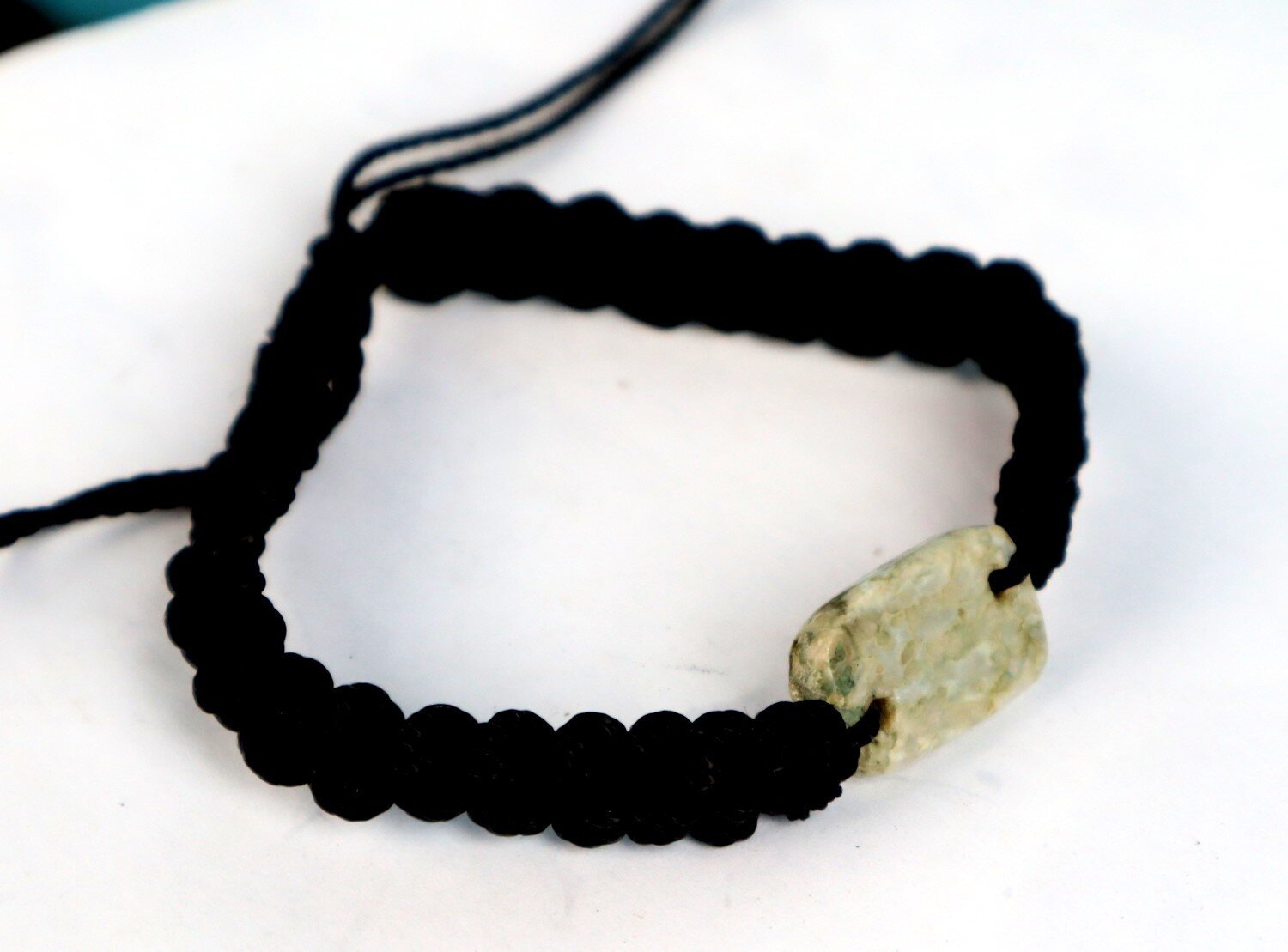 Rarest Dominican Real Larimar (20mm) Bracelet Wristband adjustable Macrame cord – photo 3