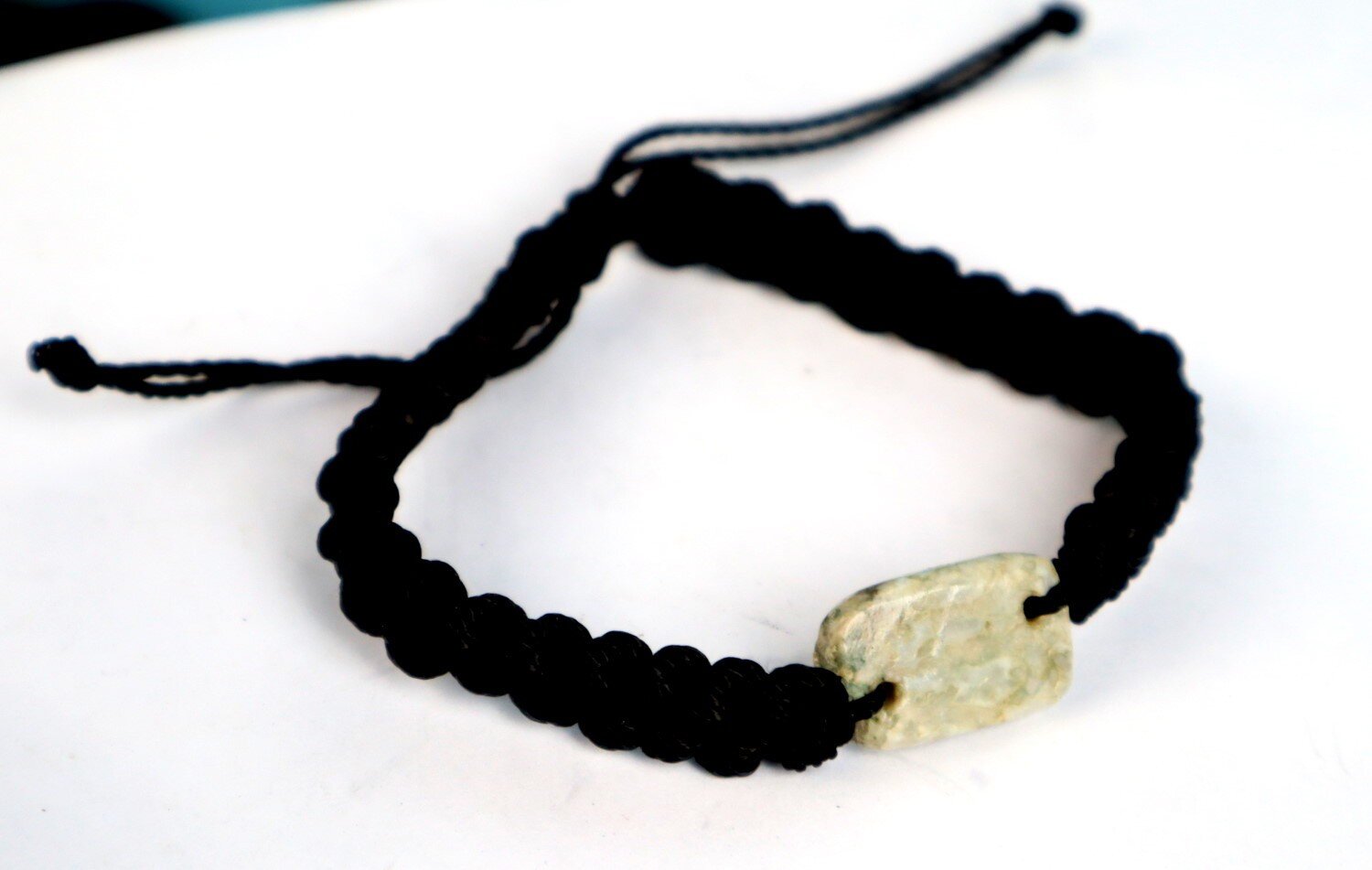 Rarest Dominican Real Larimar (20mm) Bracelet Wristband adjustable Macrame cord – photo 5
