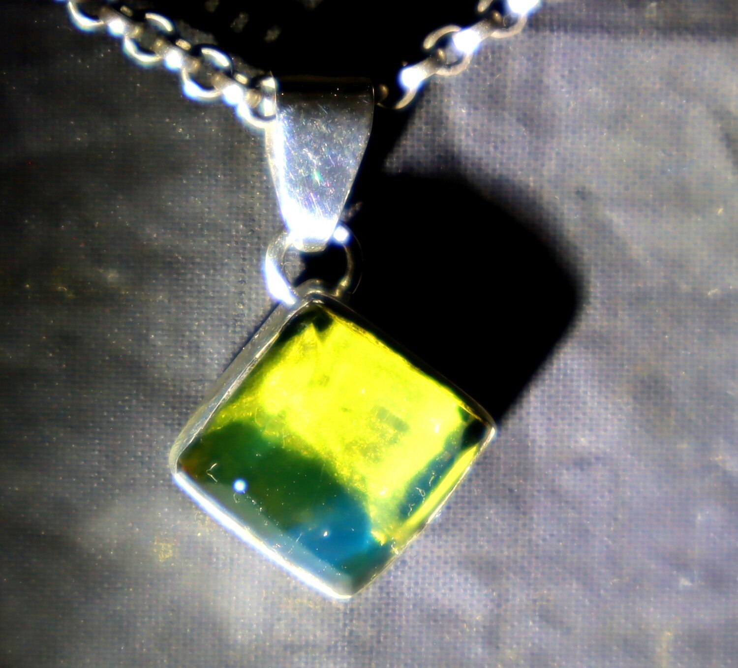 Elegant Fine Green Blue Amber 925 Sterling Silver Square Pendant 26mm – photo 10