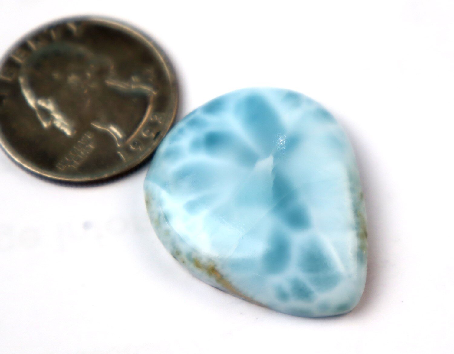 Beautiful Natural Sky Blue Larimar Cabochon 32mm – photo 5