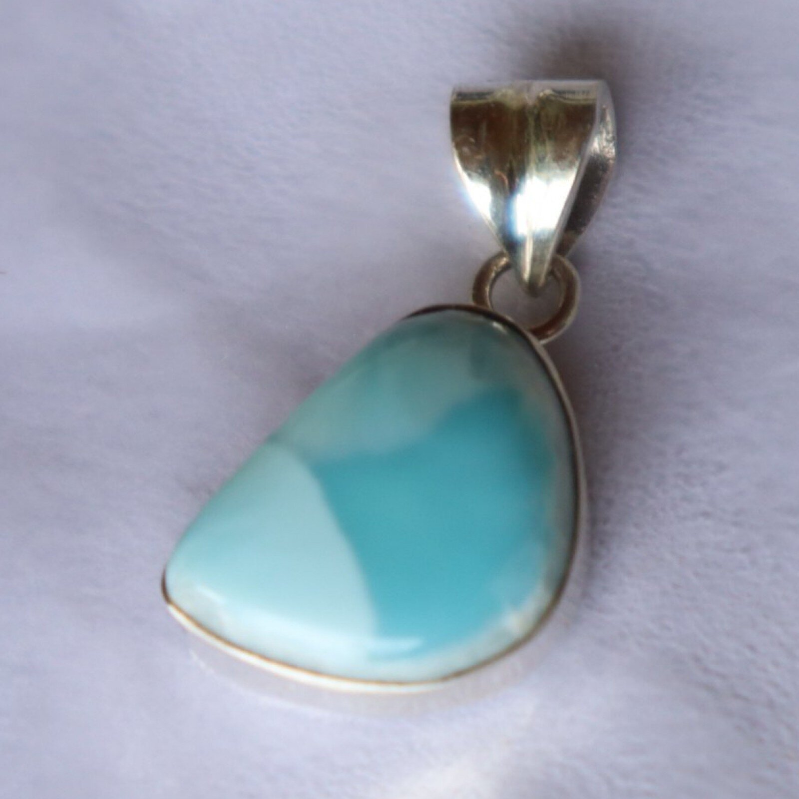 Perfect Blue Larimar Sky 925 Sterling Silver Freeform Pendant 28mm 5.2g – photo 4