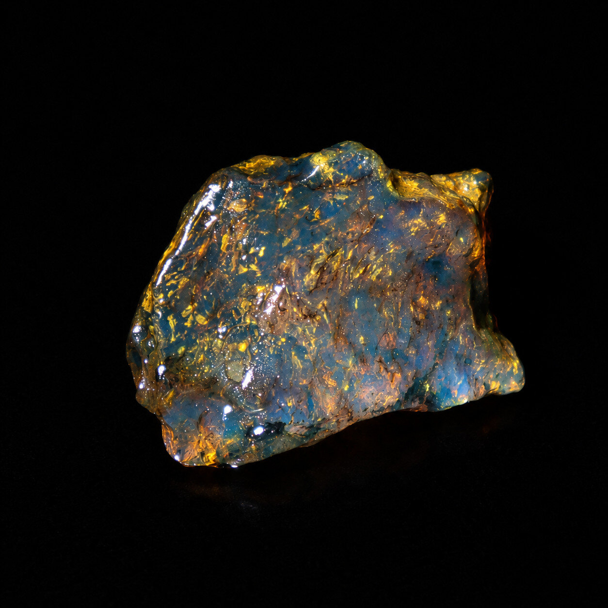 Elegant Fine Orange Blue Dominican Amber Rough Specimen Chunk 38mm 10.9g – photo 5