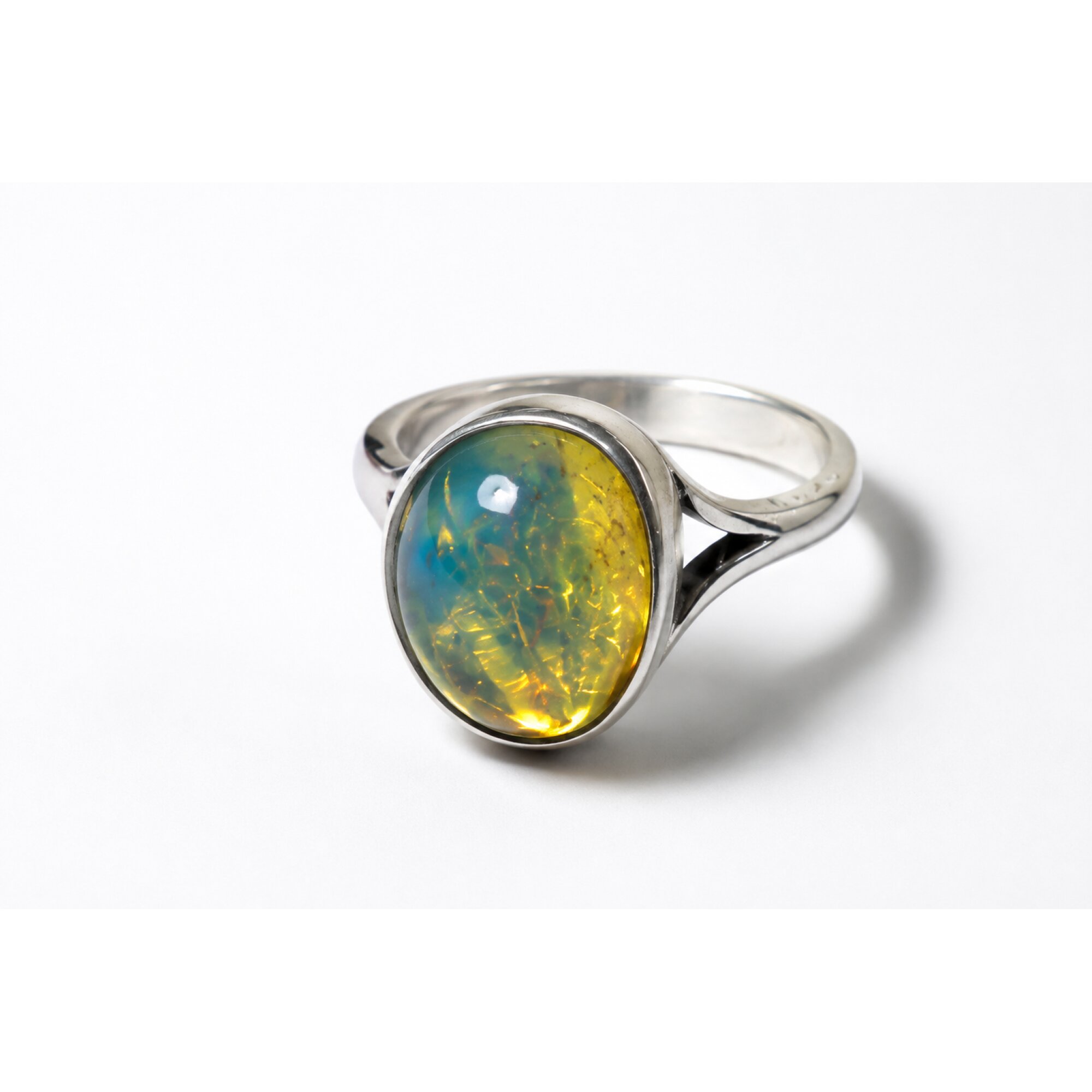 Genuine Sky Blue Dominican Amber 925 Sterling Silver Clear Oval Ring #6.75 – photo 2