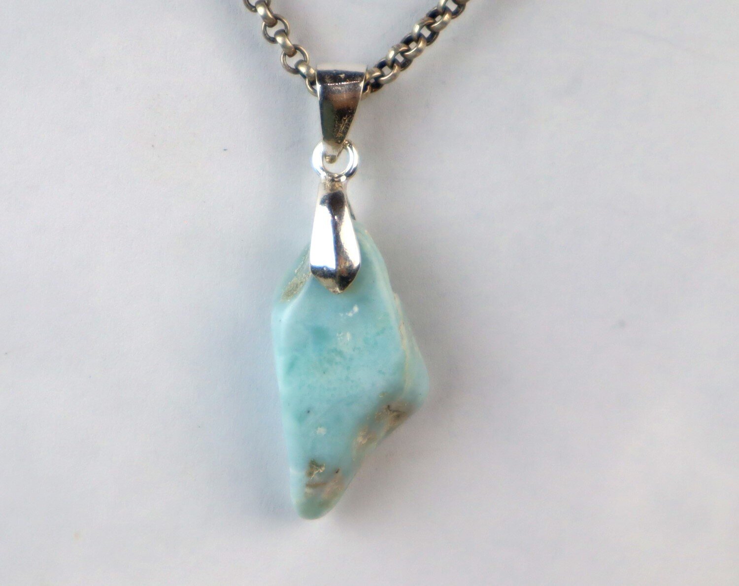Genuine Dominican Blue Larimar Unique 925 Sterling Silver Pendant 1.5 Inch 7.9g – photo 5