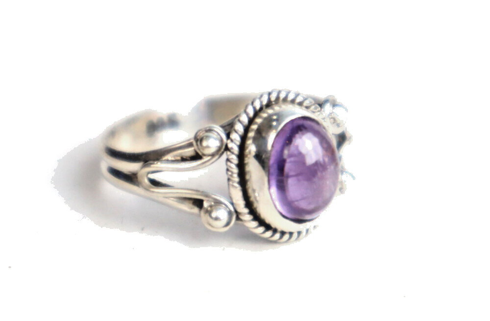 Natural Clear Deep Purple Amethyst .925 Sterling Silver Ring #6.5
