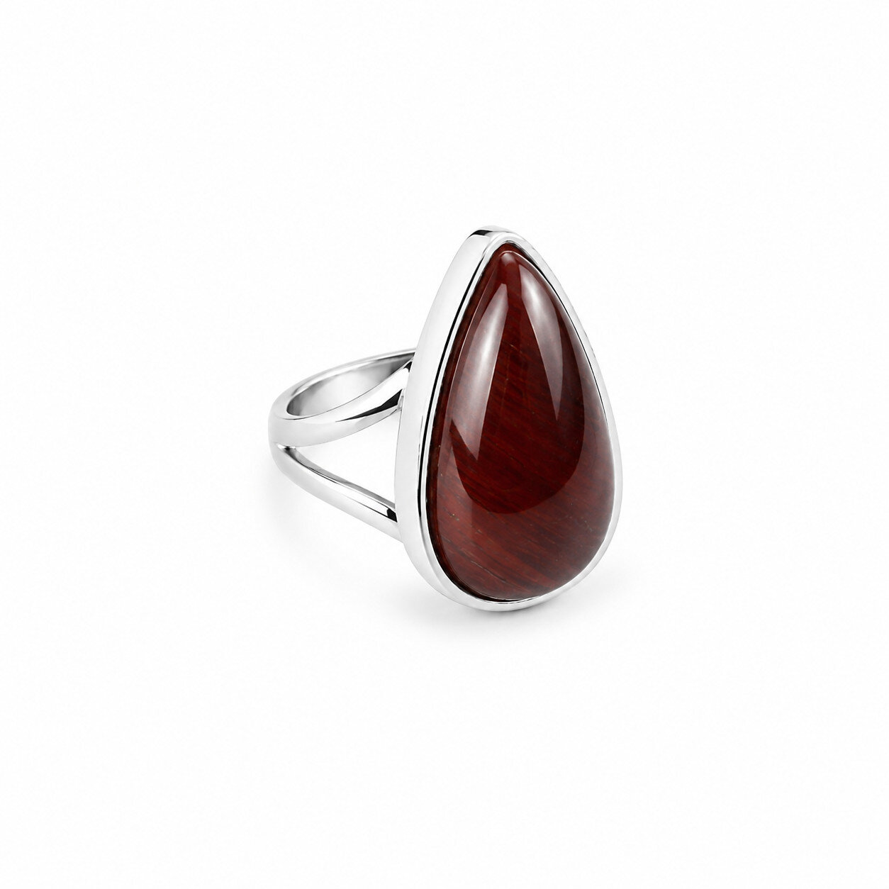 Unique Premium Red Tiger'S Eye 925 Sterling Silver Teardrop Ring US#7