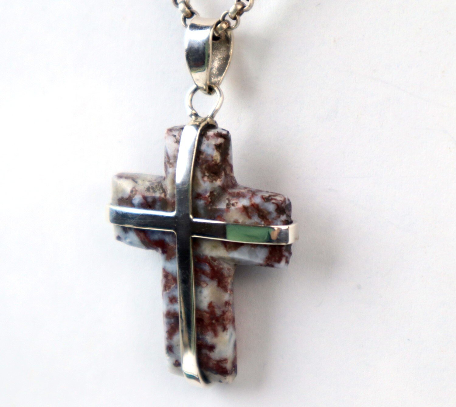 Red Blue Larimar solid 925 Sterling Silver Cross Pendant 48mm – photo 6