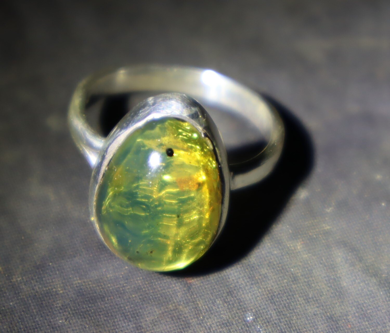 Beautiful Natural Clear Light Green Amber 925 Sterling Silver Ring free resizing – photo 4