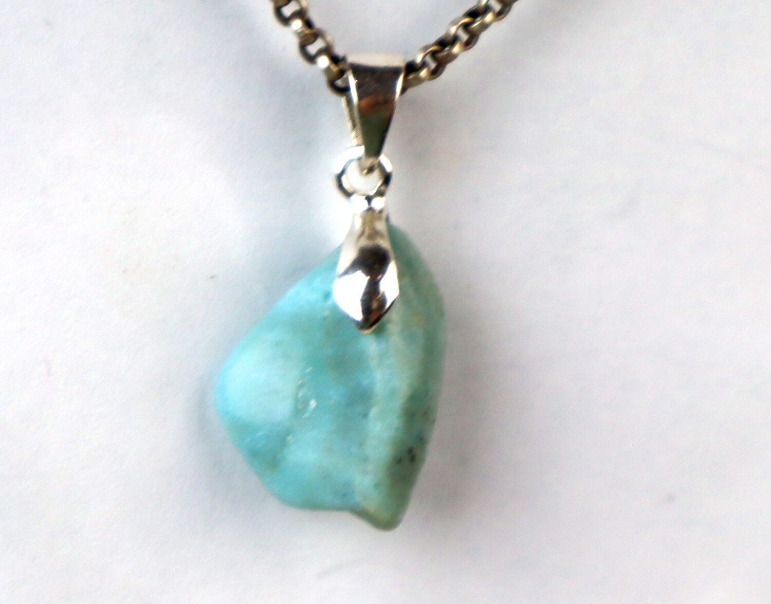 Beautiful Natural Sky Blue Larimar .925 Sterling Silver Pendant 32mm – photo 4