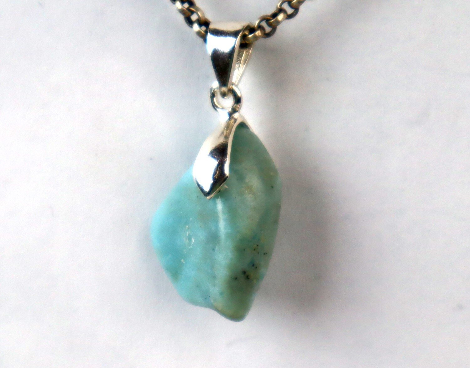 Beautiful Natural Sky Blue Larimar .925 Sterling Silver Pendant 32mm – photo 6