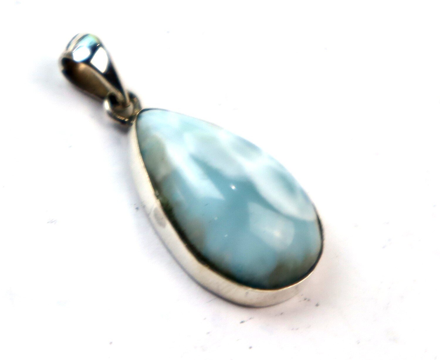 Impressive Natural Light Blue Larimar .925 Sterling Silver Pendant 33mm – photo 5
