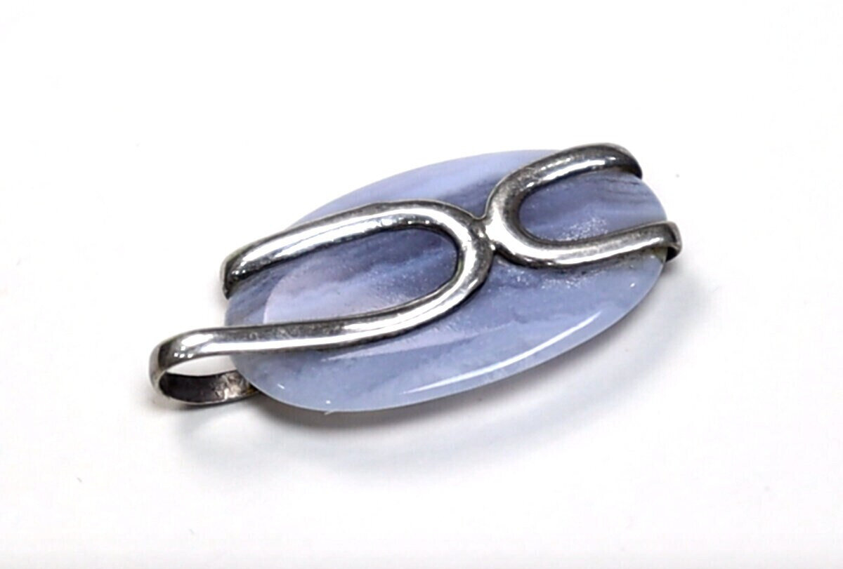Beautiful Natural Light Purple Agate .925 Sterling Silver Pendant 45mm – photo 5