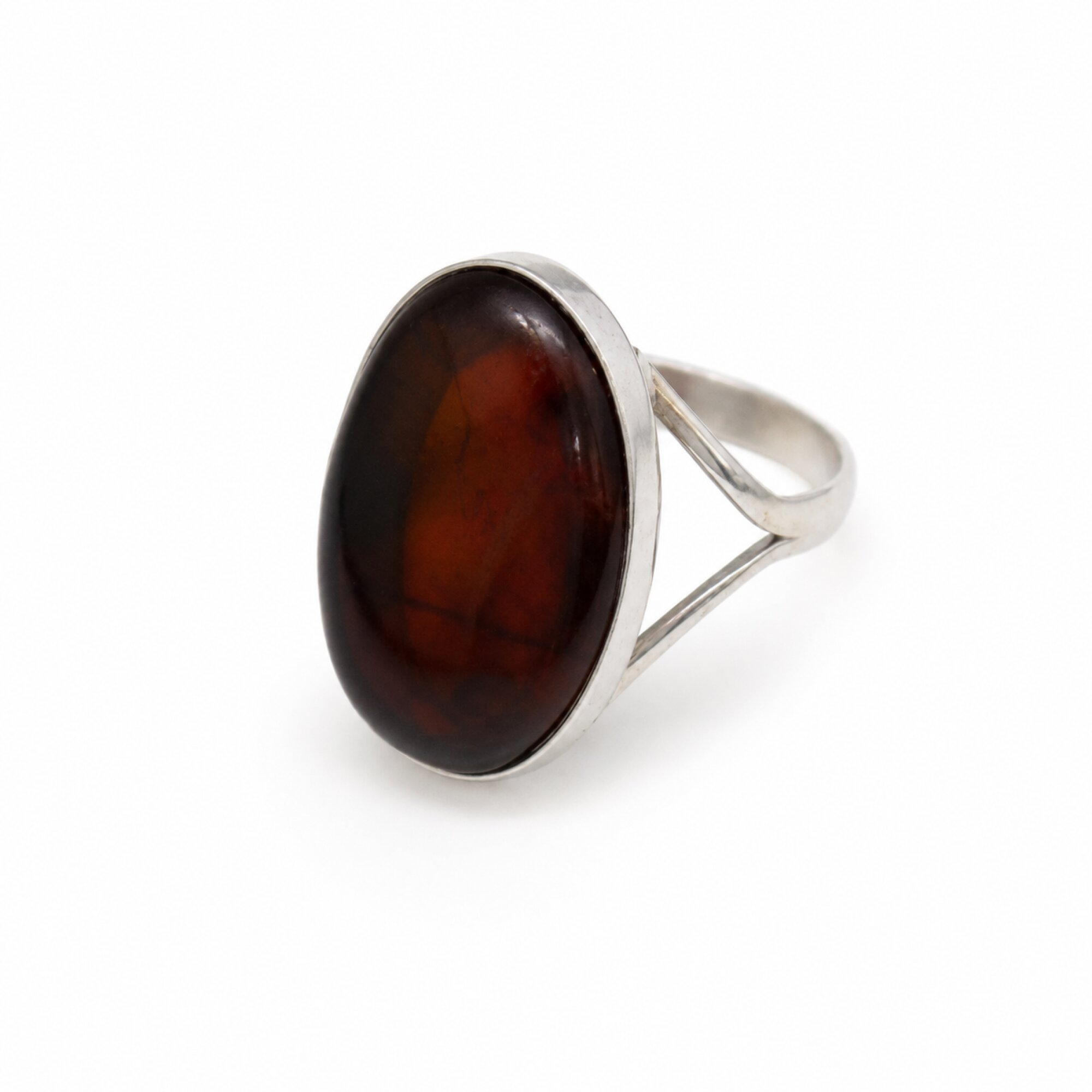 Handmade Clear Orange Brown Dominican Amber 925 Sterling Silver Ring #6.25 – photo 5