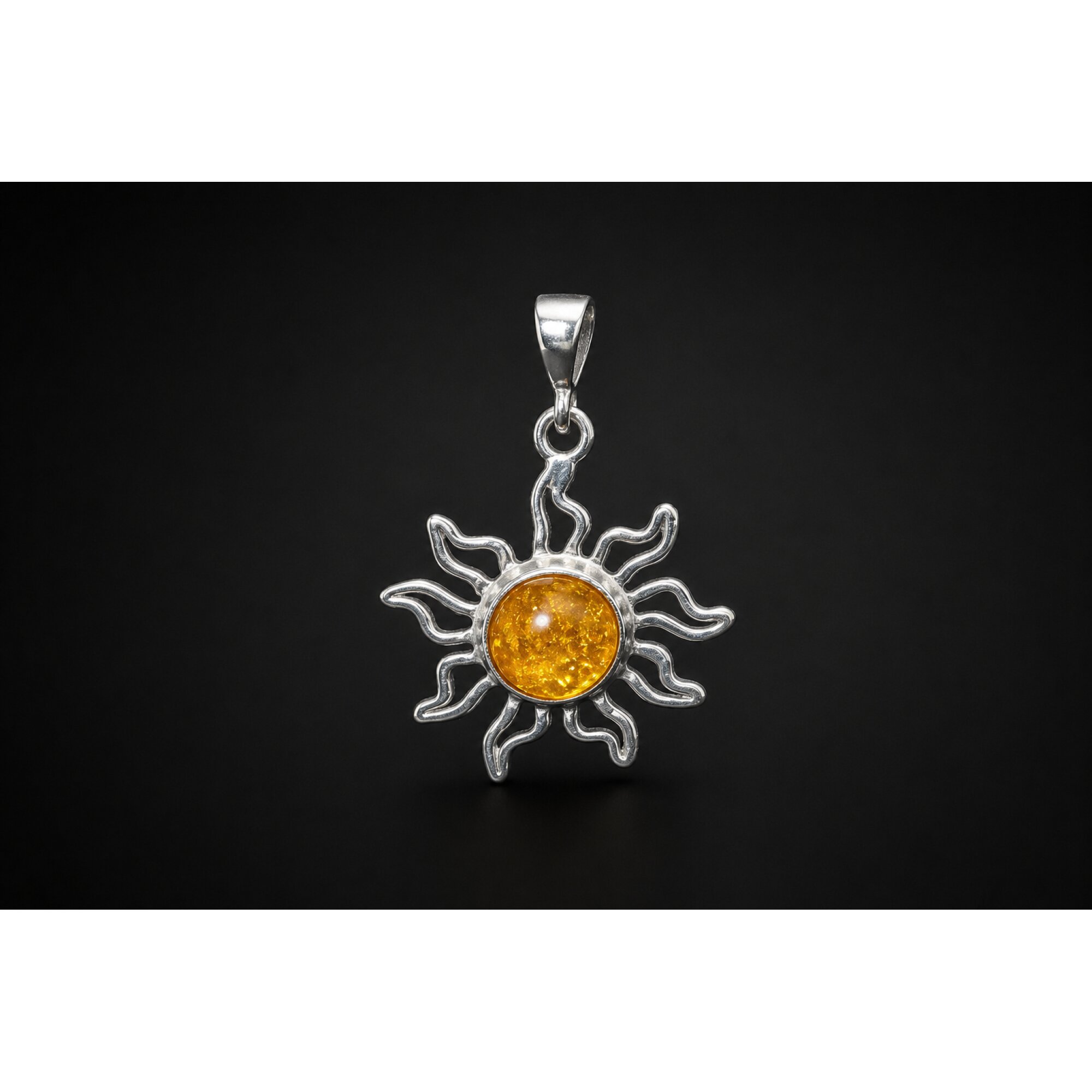 Carefully Handmade Clear Orange Yellow Dominican Amber 925 Sterling Silver Pendant 38mm – photo 3