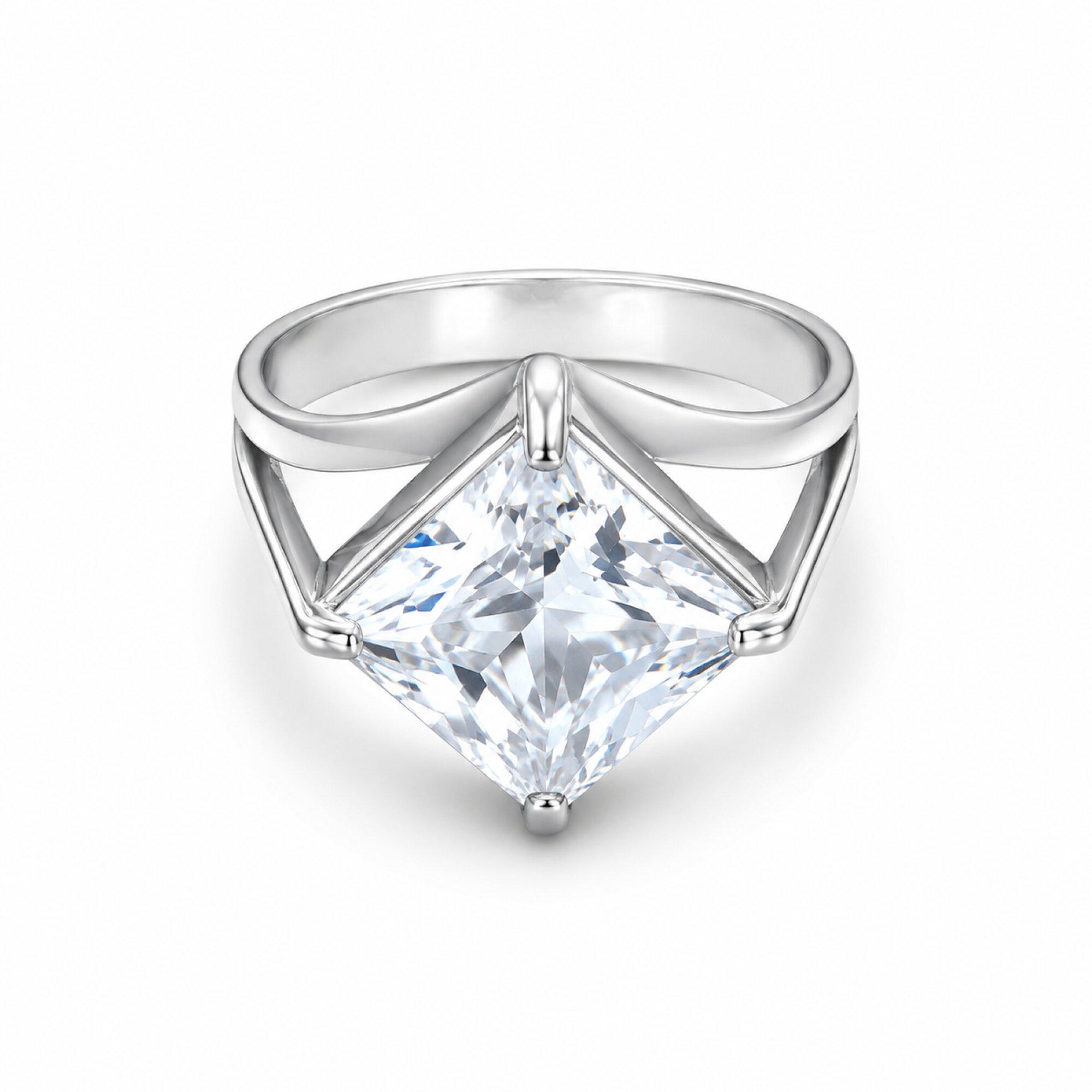 Exceptional Clear White Cubic Zirconia 925 Sterling Silver Ring #6
