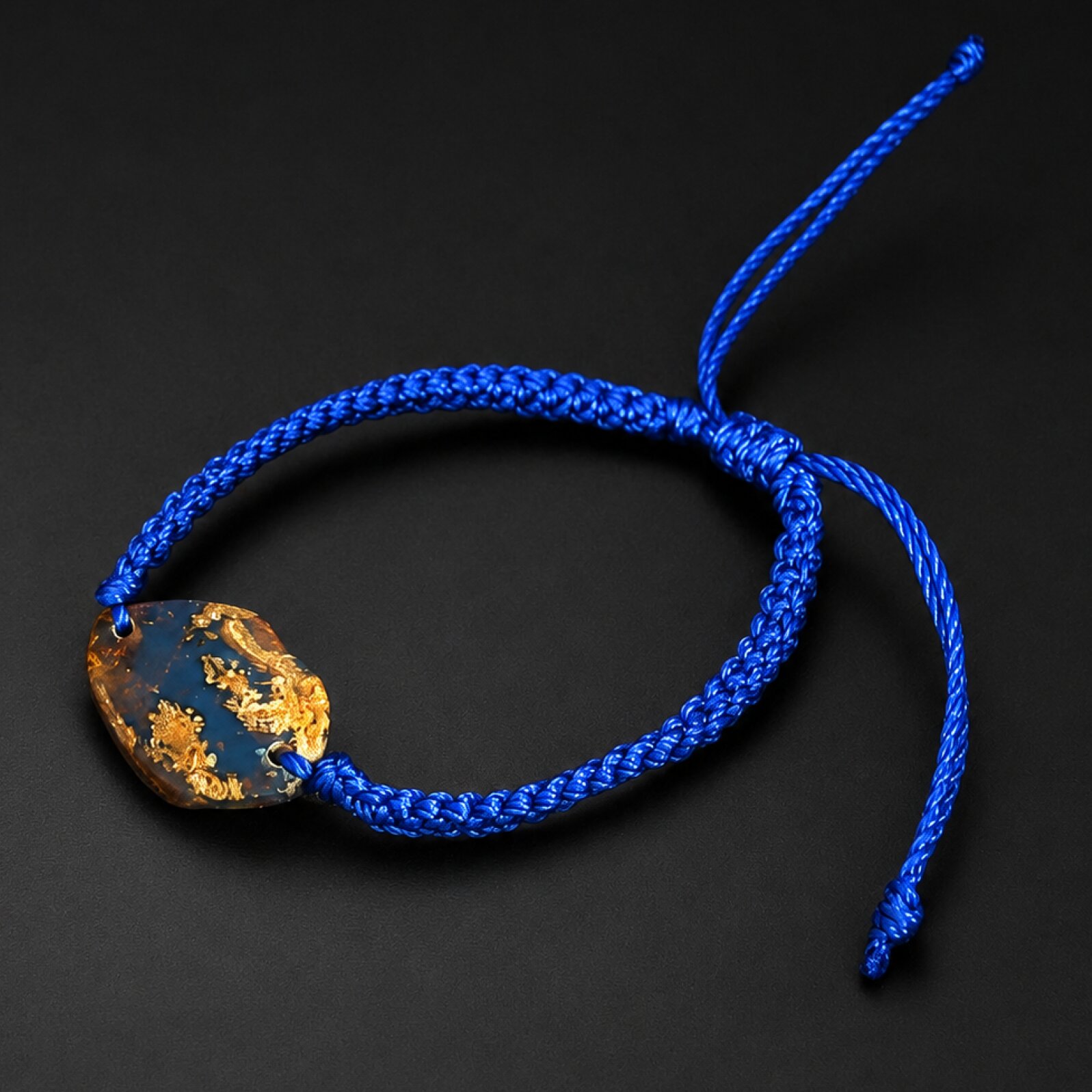Artisan Crafted Translucent Dark Blue Dominican Amber Bracelet 21mm