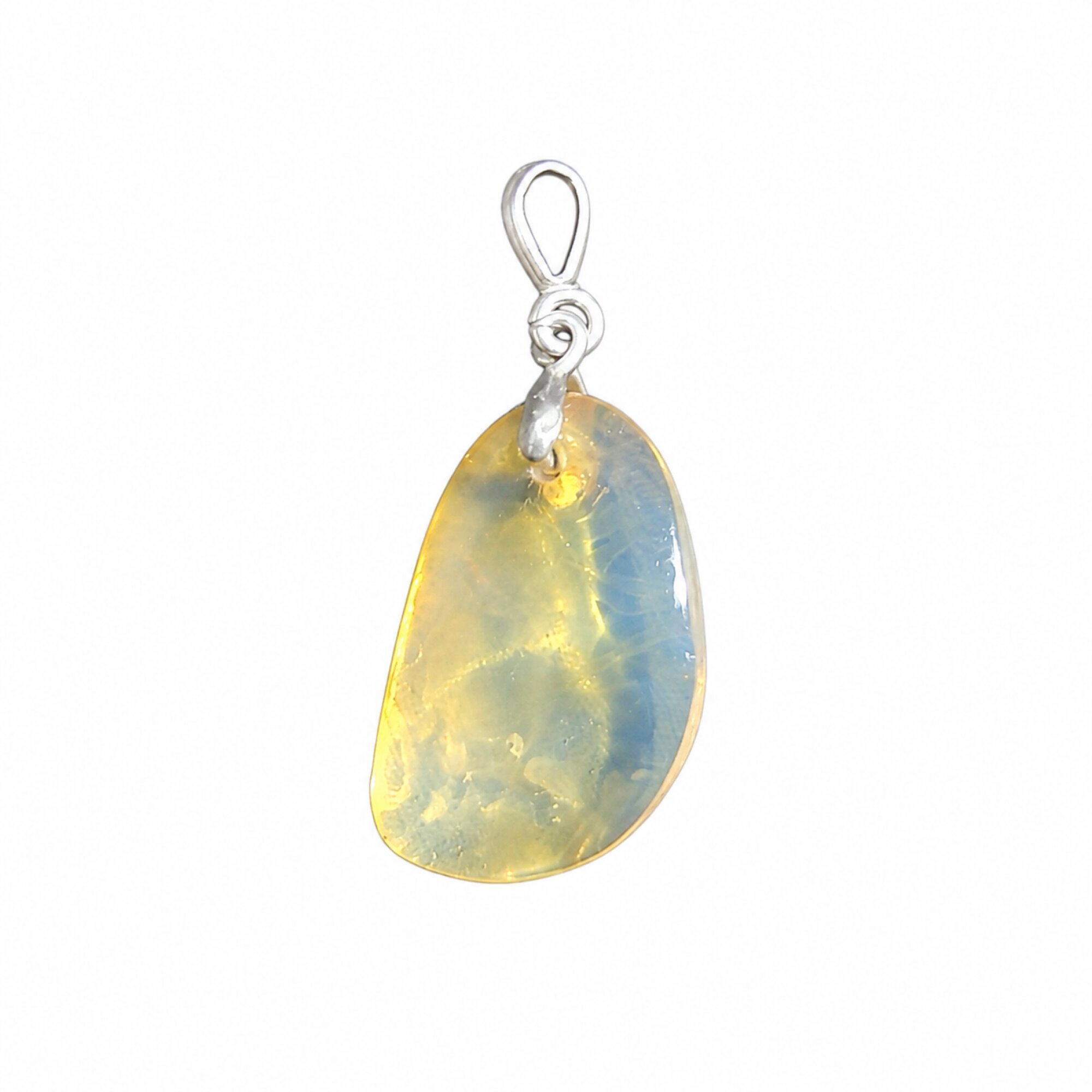 Island Crafted Clear Sky Blue Dominican Amber 925 Sterling Silver Pendant 35mm – photo 4