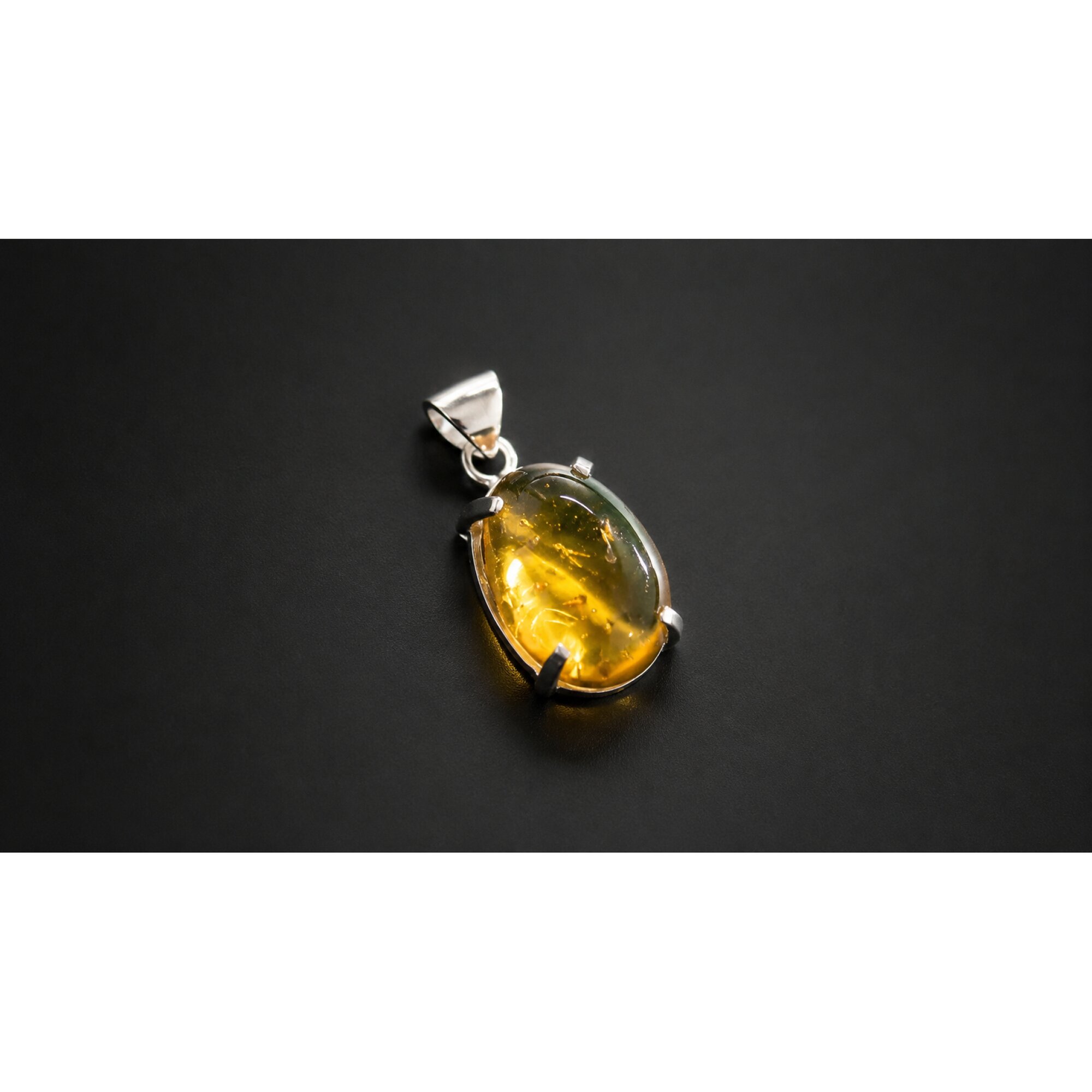 Artisan Made Clear Yellow Orange Wasp Dominican Amber 925 Sterling Silver Fossils 30mm – photo 4