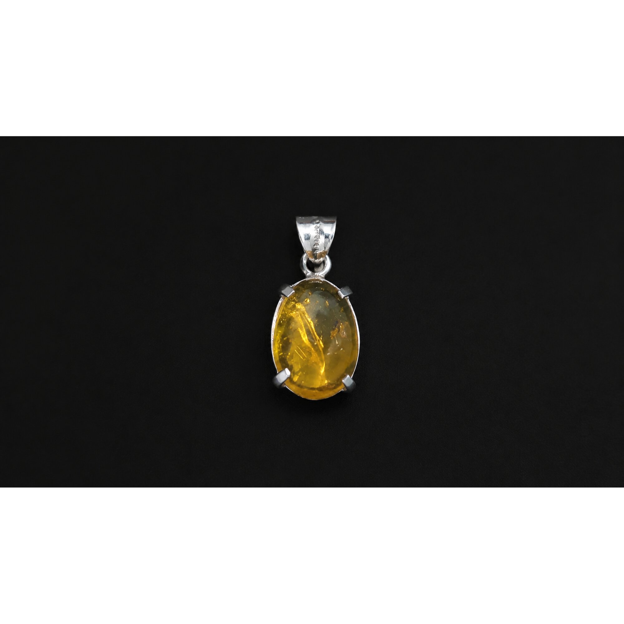 Artisan Made Clear Yellow Orange Wasp Dominican Amber 925 Sterling Silver Fossils 30mm – photo 5