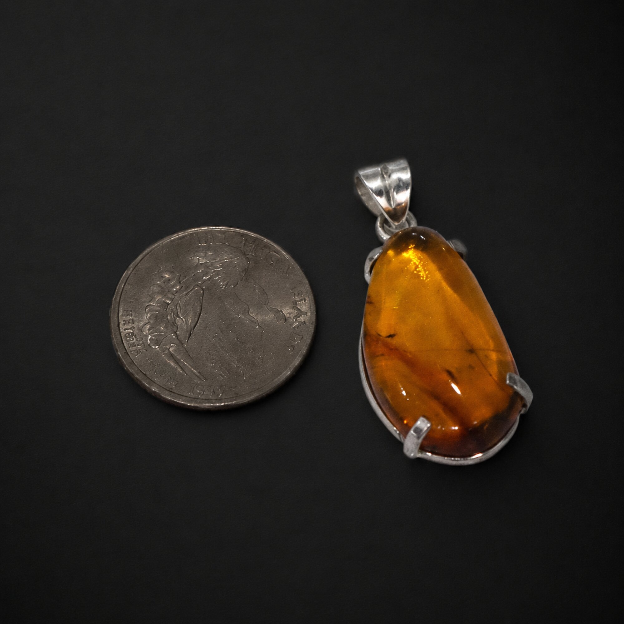 Natural Dominican Amber 925 Sterling Silver 4.6g Clear Mosquito Inclusion – photo 2