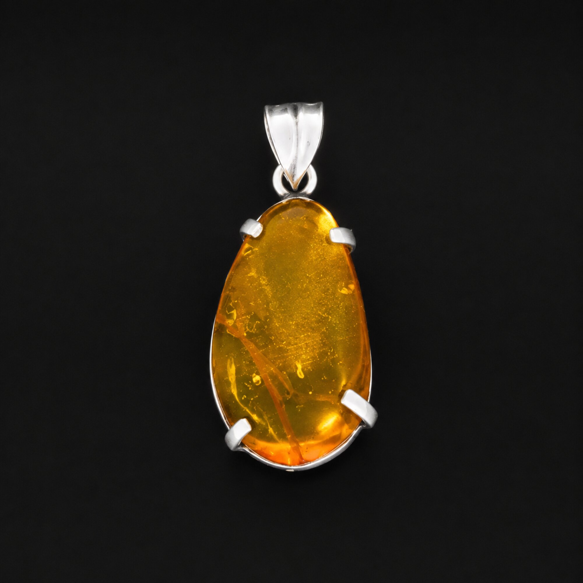 Natural Dominican Amber 925 Sterling Silver 4.6g Clear Mosquito Inclusion – photo 3