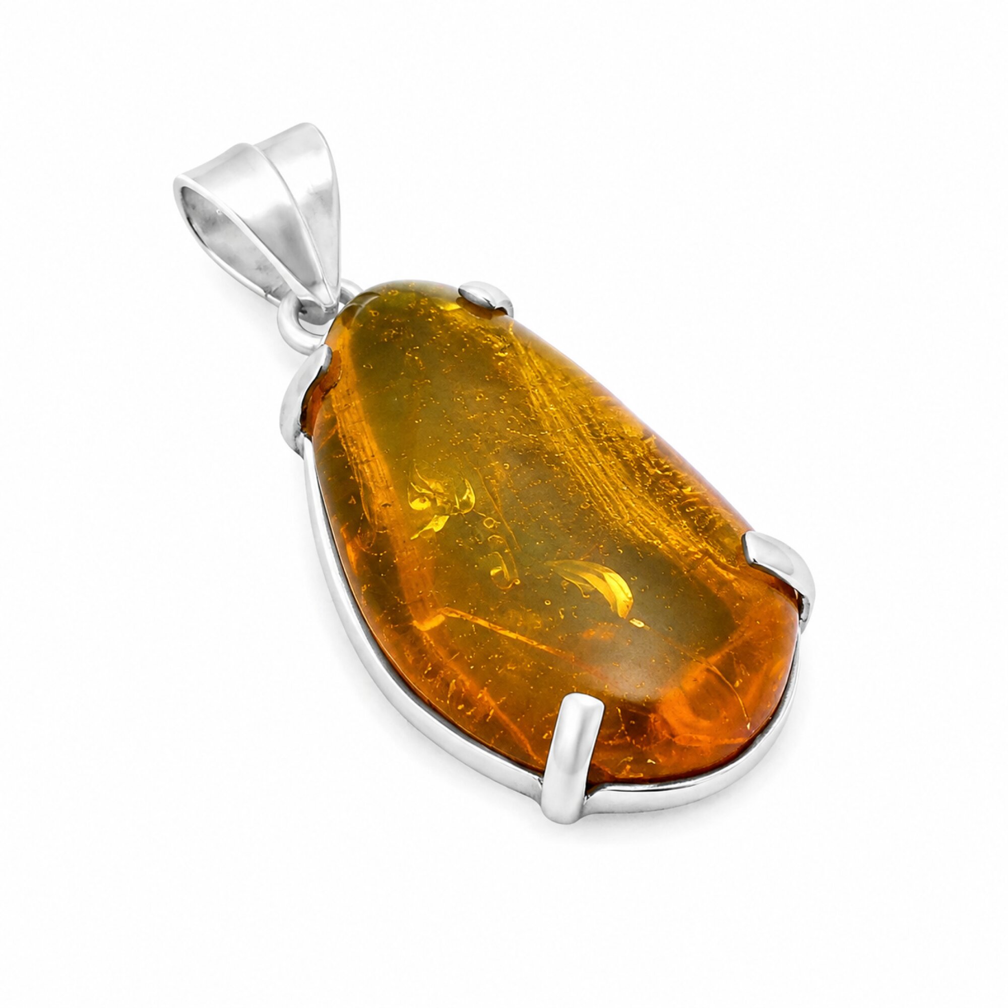 Natural Dominican Amber 925 Sterling Silver 4.6g Clear Mosquito Inclusion – photo 7