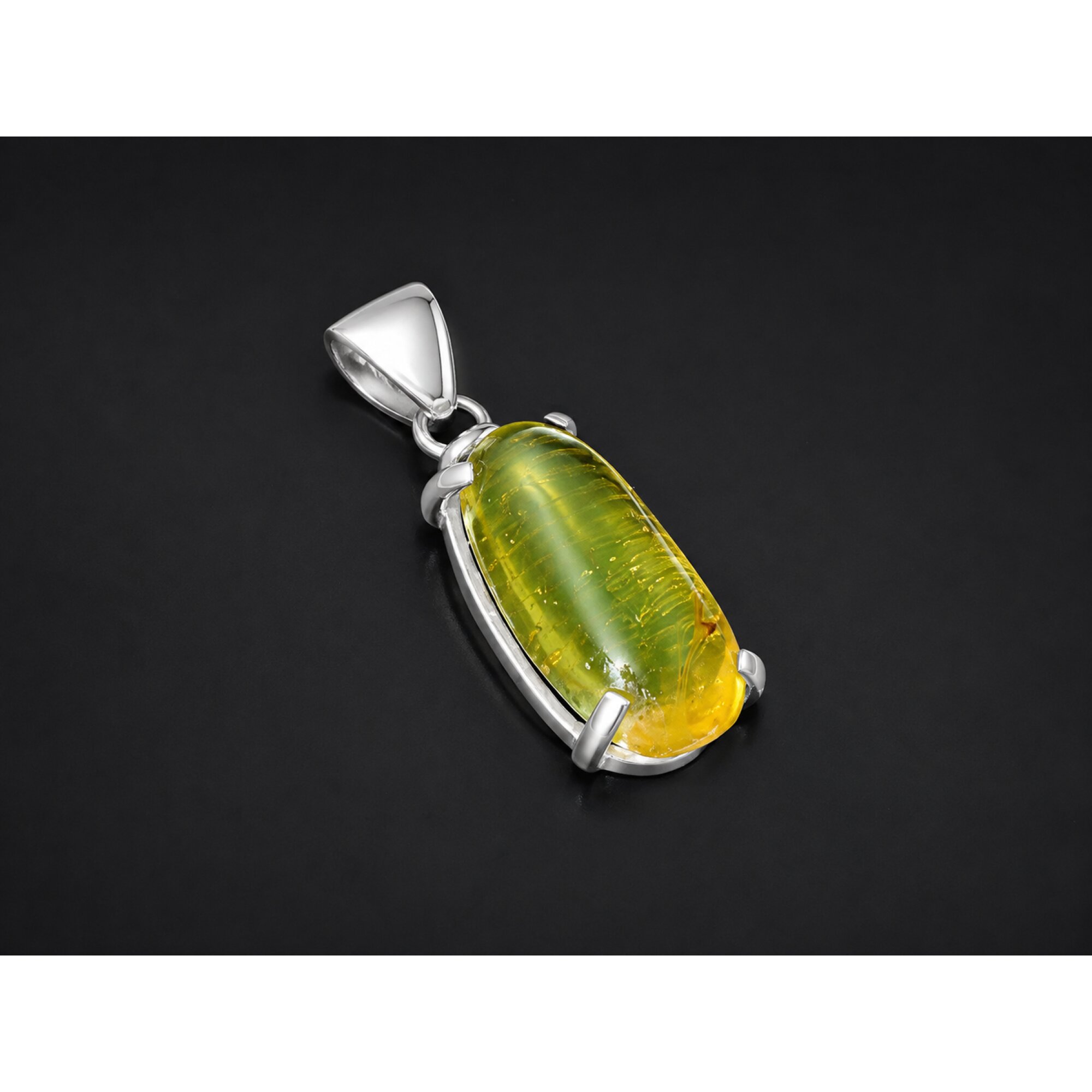Handmade Clear Mosquito Dominican Amber 925 Sterling Silver Fossils 35mm 3.1g – photo 4
