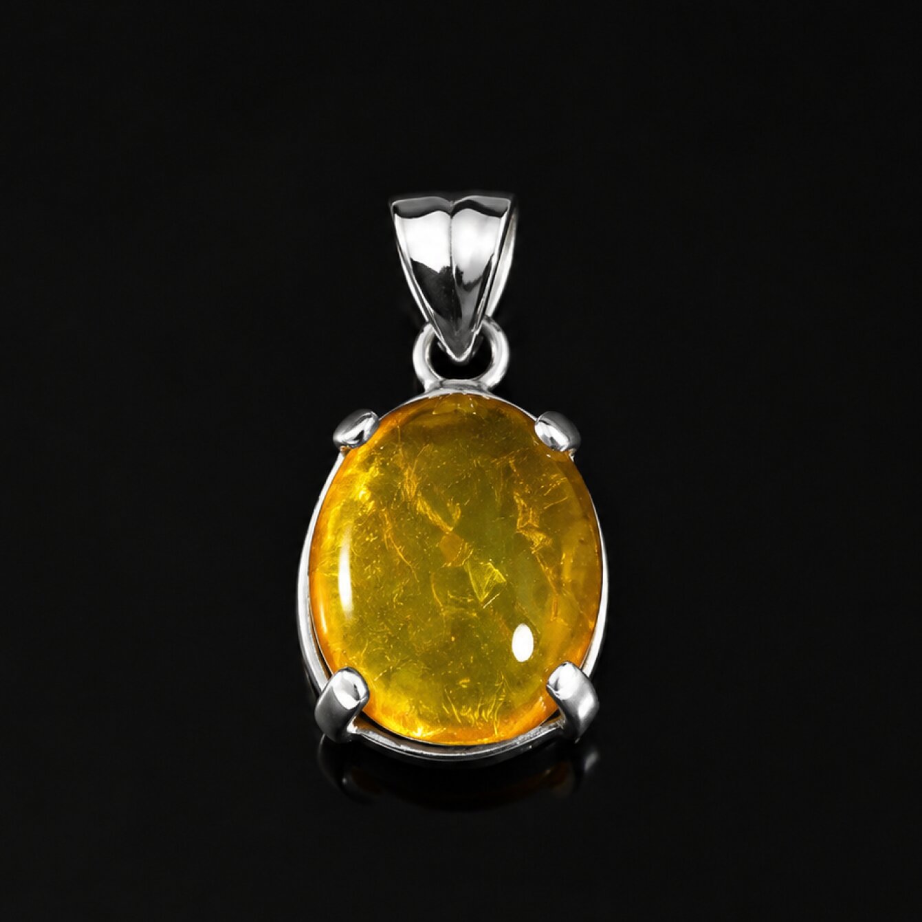 Untreated Clear Midge Gnat Dominican Amber 925 Sterling Silver Fossils 28mm 2.9g