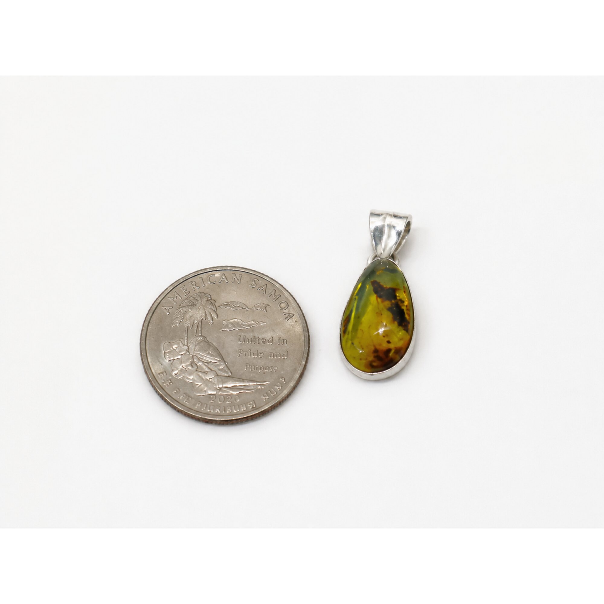 Finest Quality Clear Sky Blue Dominican Amber 925 Sterling Silver Pendant 26mm – photo 4