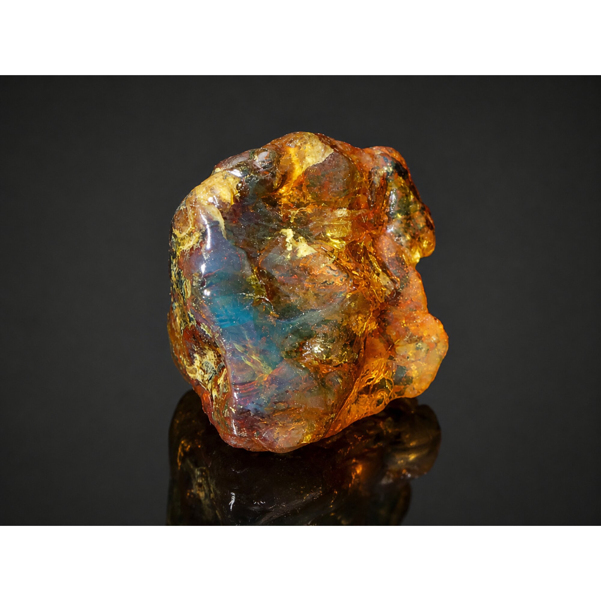 Clear orange blue Natural Dominican Amber rough Specimen 35 mm – photo 4