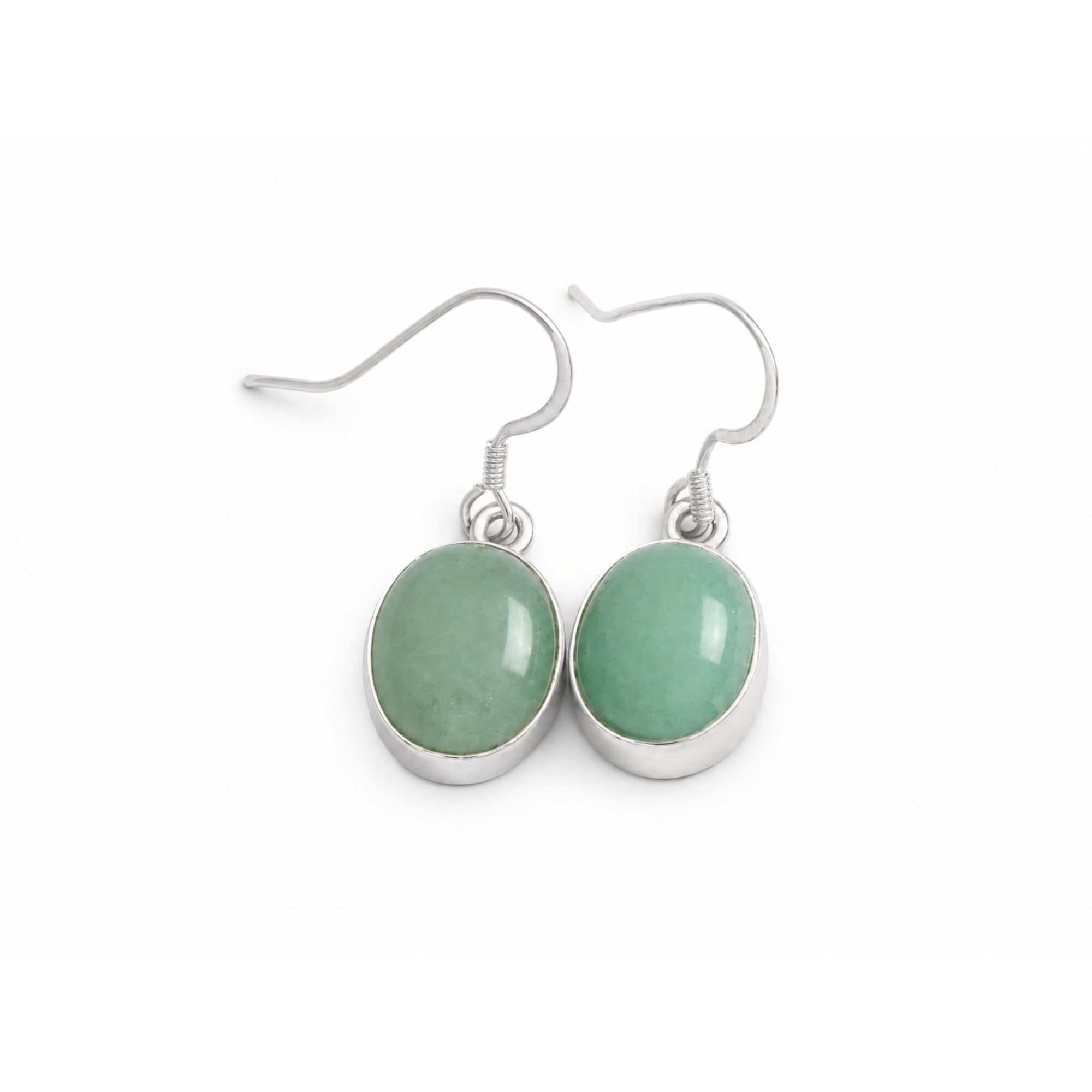 Translucent olive green Natural jade oval 925 Sterling Silver Earrings 30 mm – photo 5