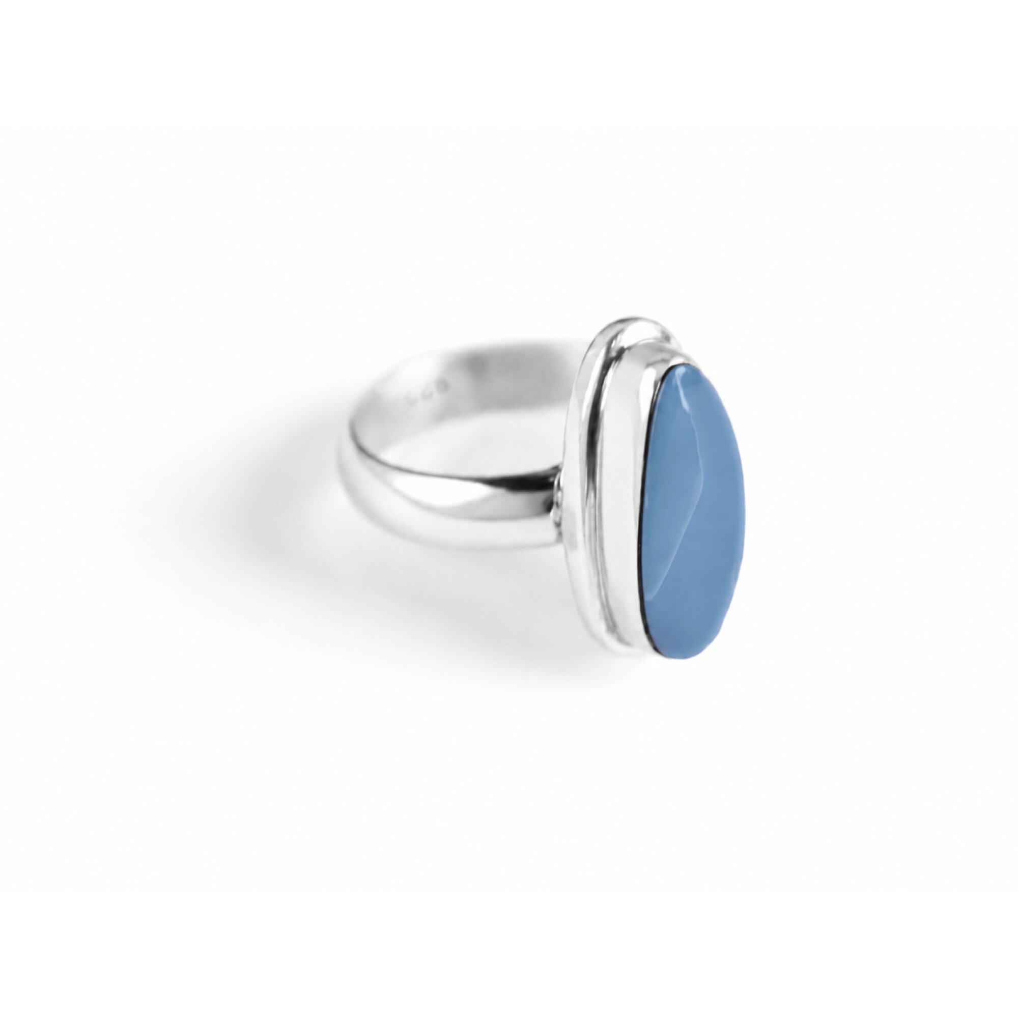 light blue Chalcedony freeform 925 Sterling Silver Ring Size 8.25 – photo 5