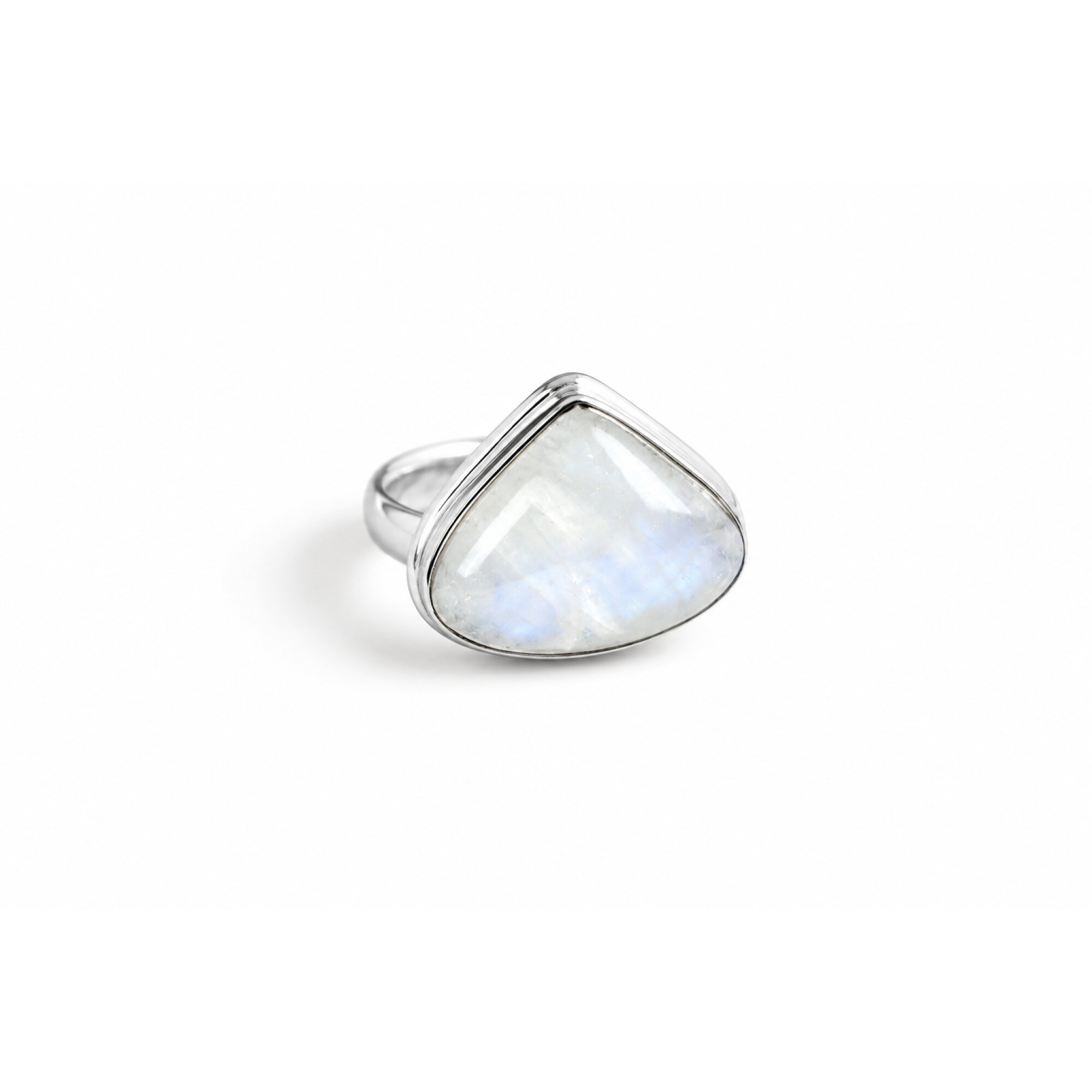 Crystal Clear purple white moonstone heart 925 Sterling Silver Ring Size 8.25 – photo 3