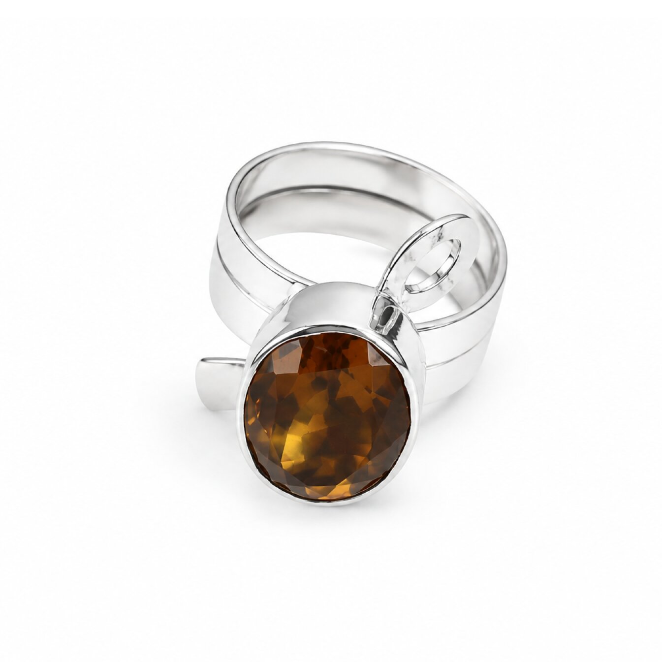 Clear yellow brown Citrine oval 925 Sterling Silver Ring Size 9.25