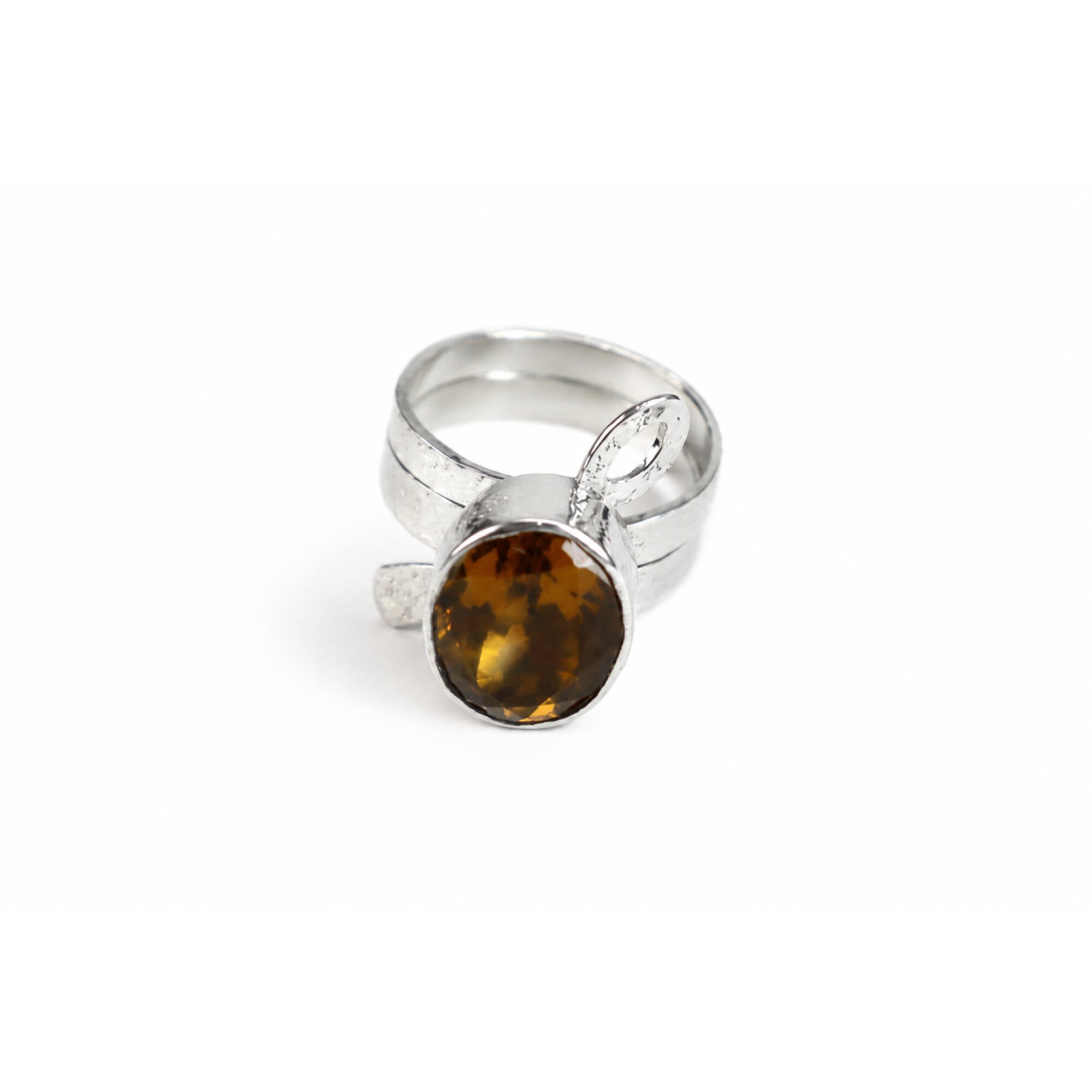 Clear yellow brown Citrine oval 925 Sterling Silver Ring Size 9.25 – photo 4