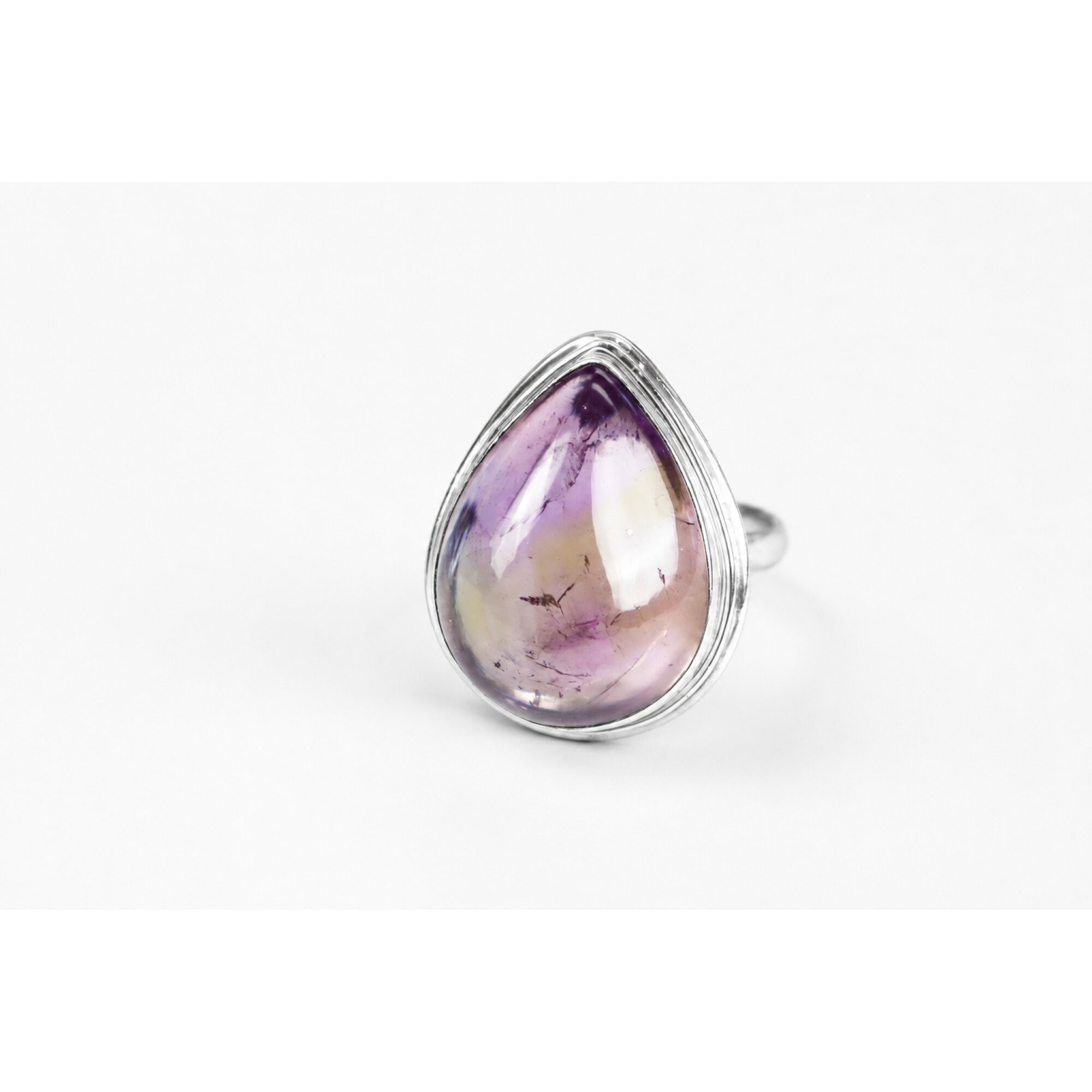 Clear purple Natural Amethyst teardrop 925 Sterling Silver Ring Size 9.00 – photo 3