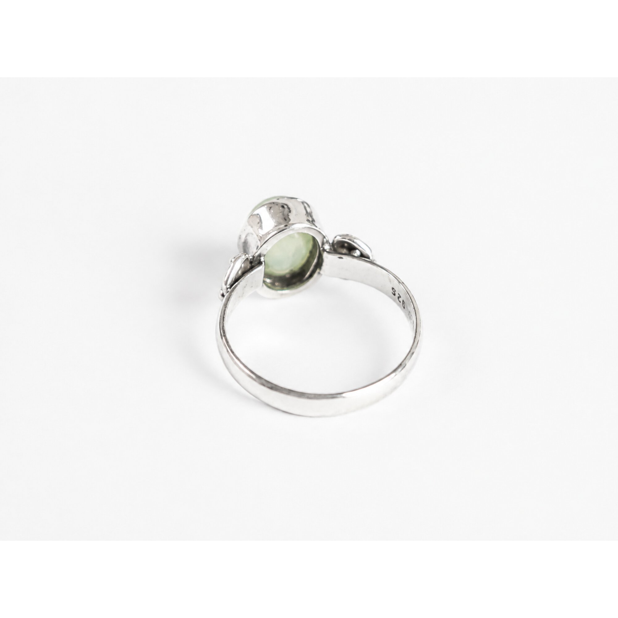 Clear light green Prehnite oval 925 Sterling Silver Ring Size 8.50 – photo 2