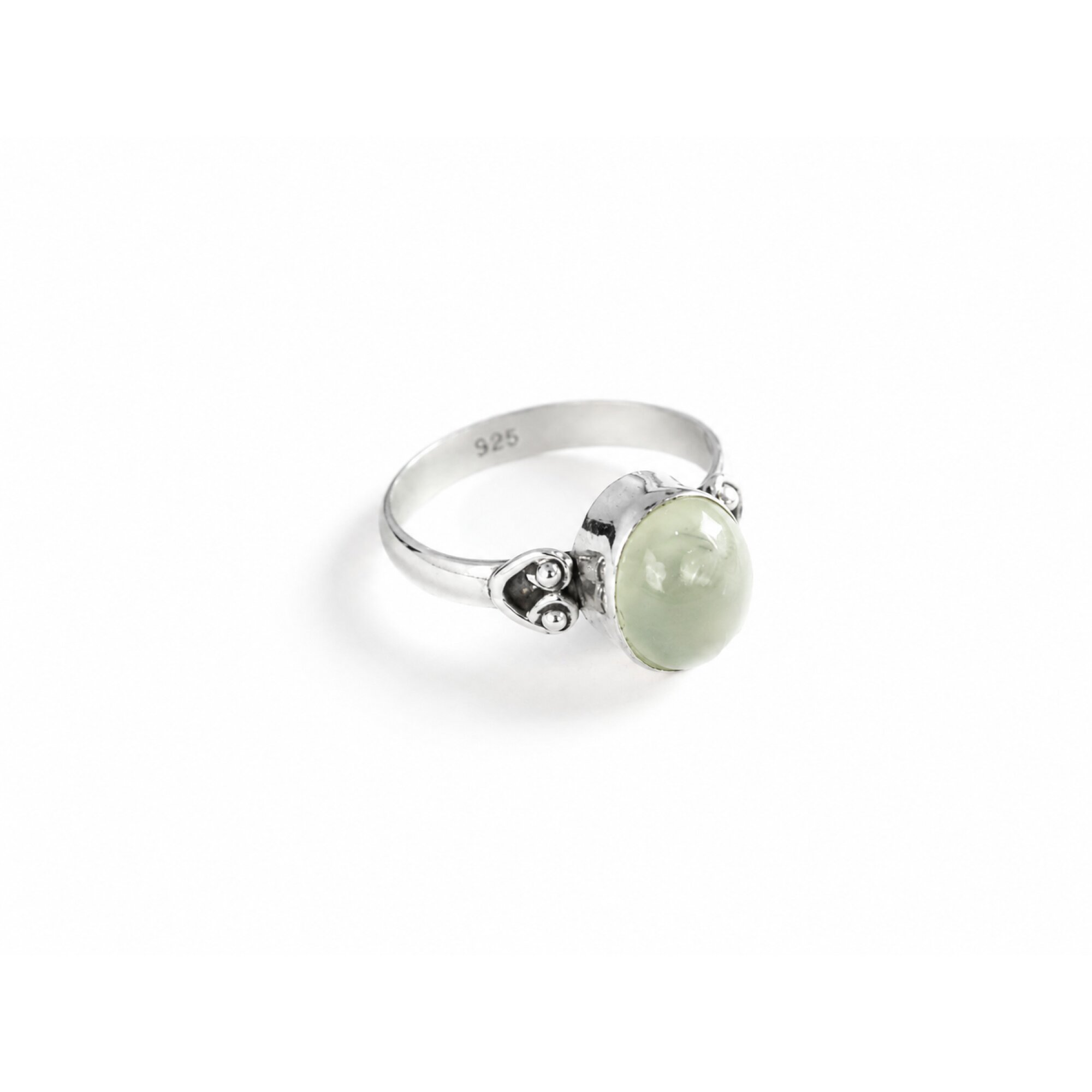 Clear light green Prehnite oval 925 Sterling Silver Ring Size 8.50 – photo 3