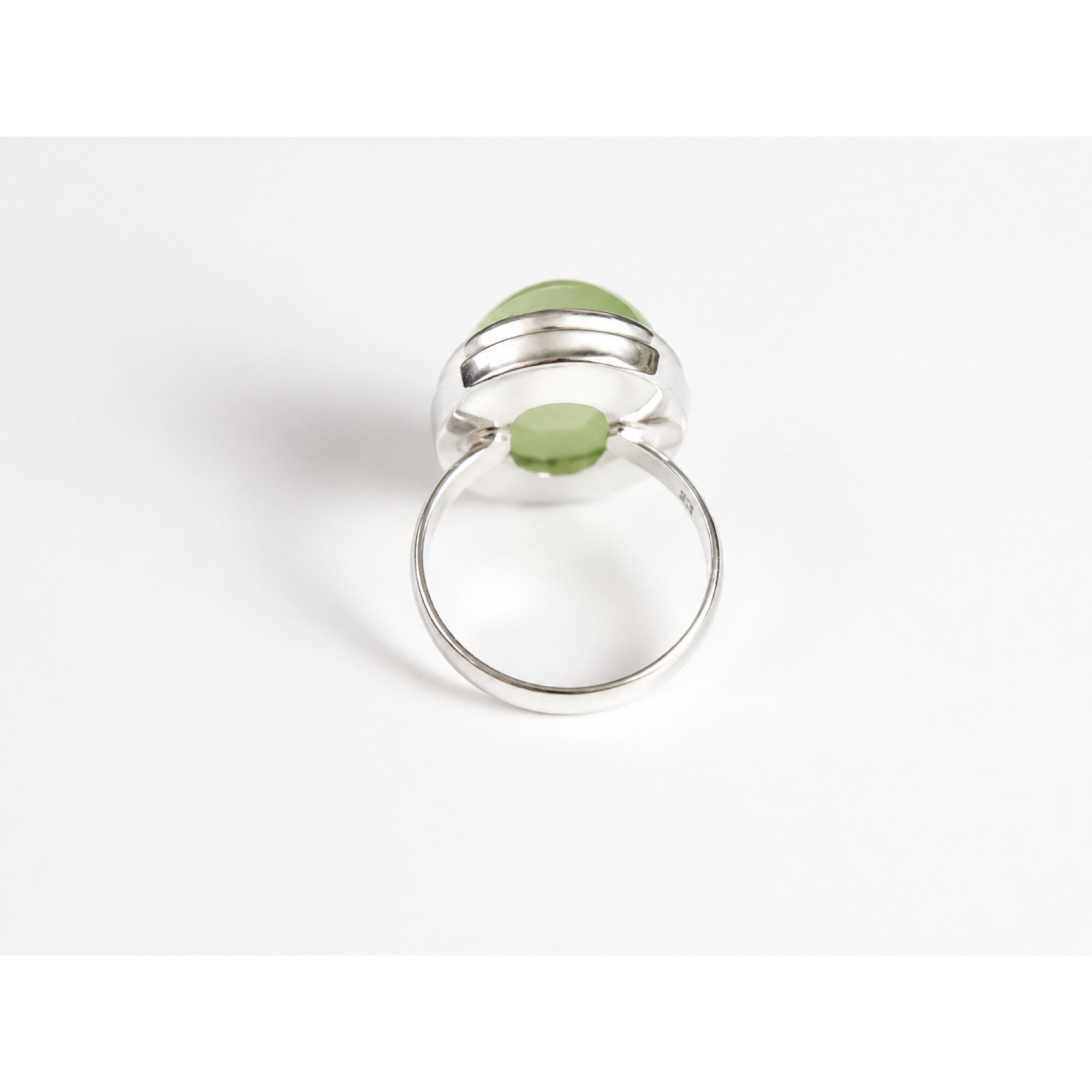 Clear light green Prehnite oval 925 Sterling Silver Ring Size 8.00 – photo 7