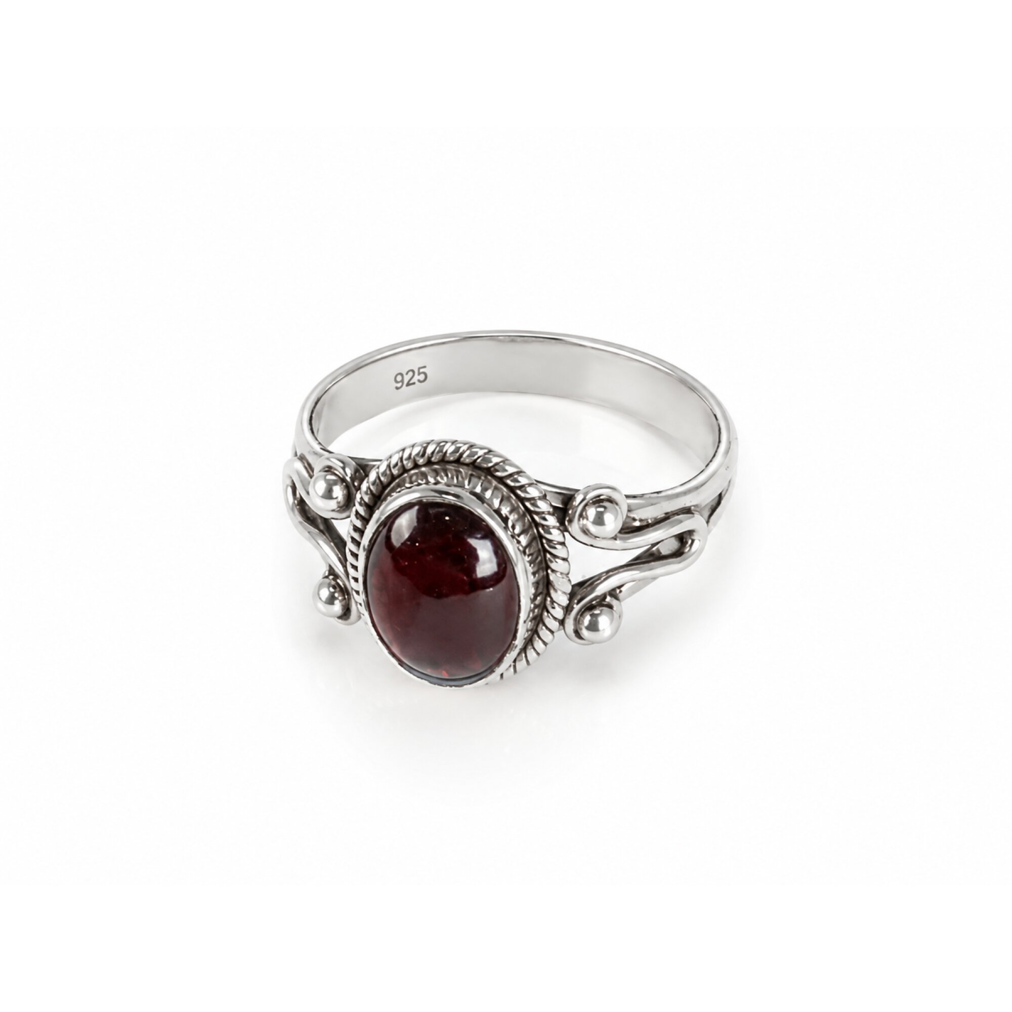 Clear deep red Garnet oval 925 Sterling Silver Ring Size 6.75 – photo 2