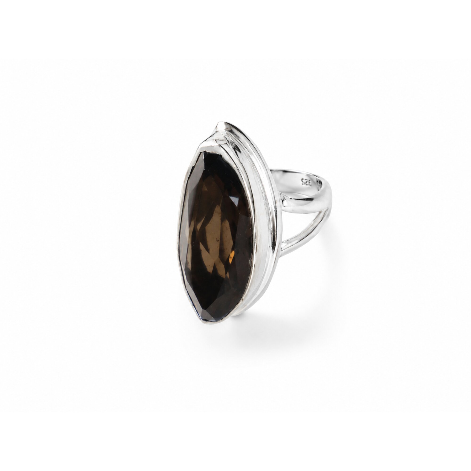 Clear brown Natural smokey quartz freeform 925 Sterling Silver Ring Size 6.50 – photo 6