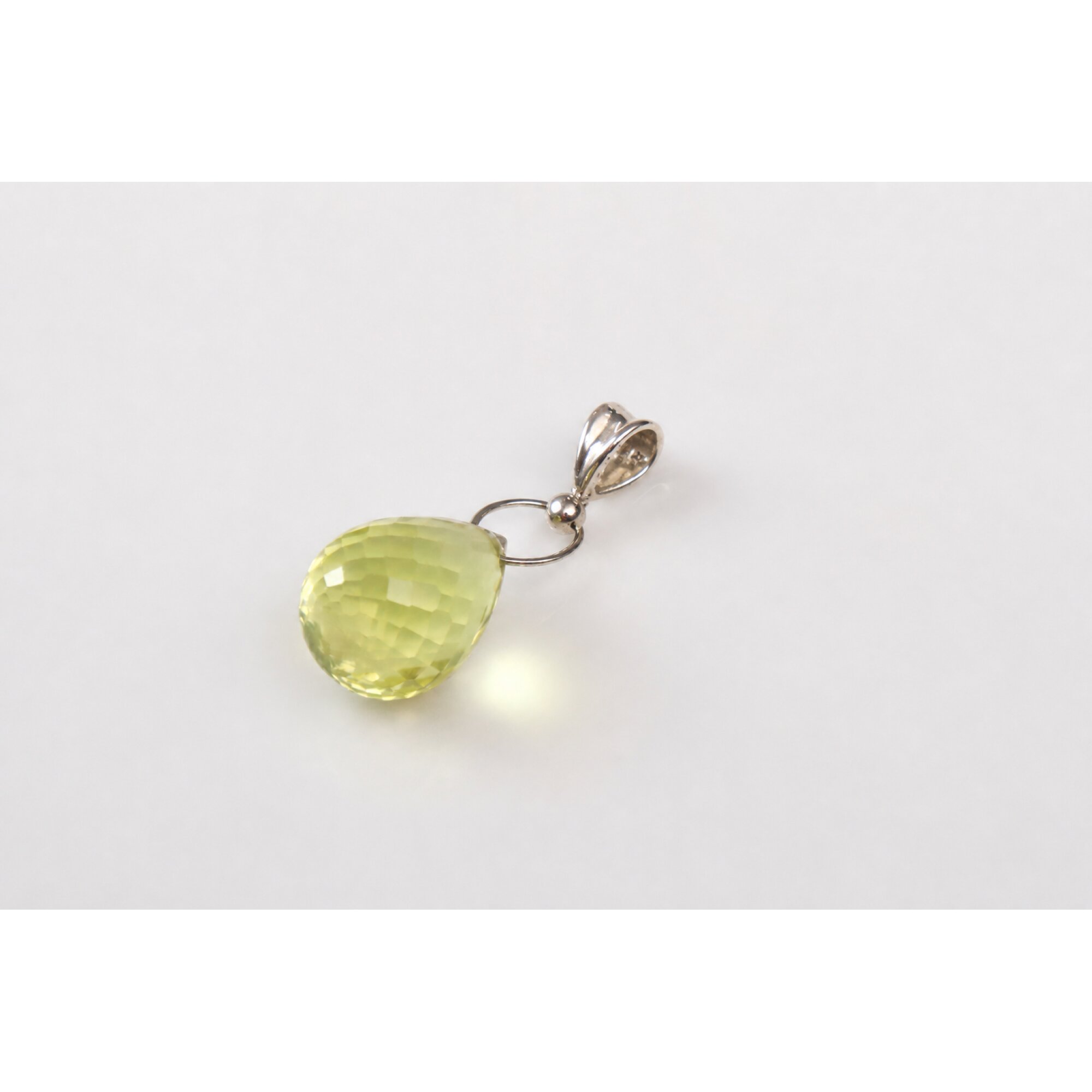 Clear lemon yellow Natural Quartz drop 925 Sterling Silver Pendant 32 mm – photo 4